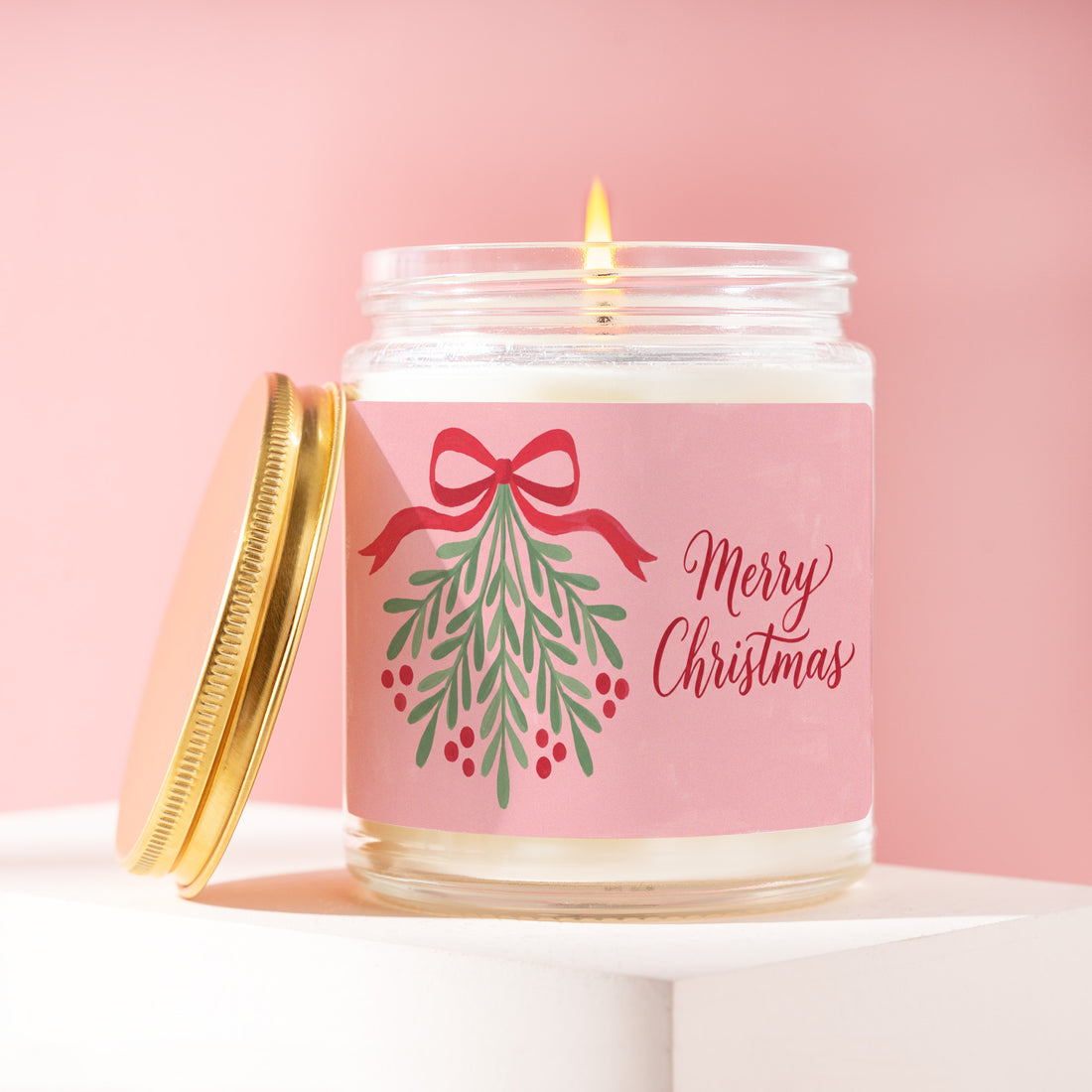 Christmas Mistletoe Candle, Red Bow Mistletoe Gift for Her, Holiday Mistletoe Gifts, Merry Christmas, Secret Santa, Stocking Stuffer R515