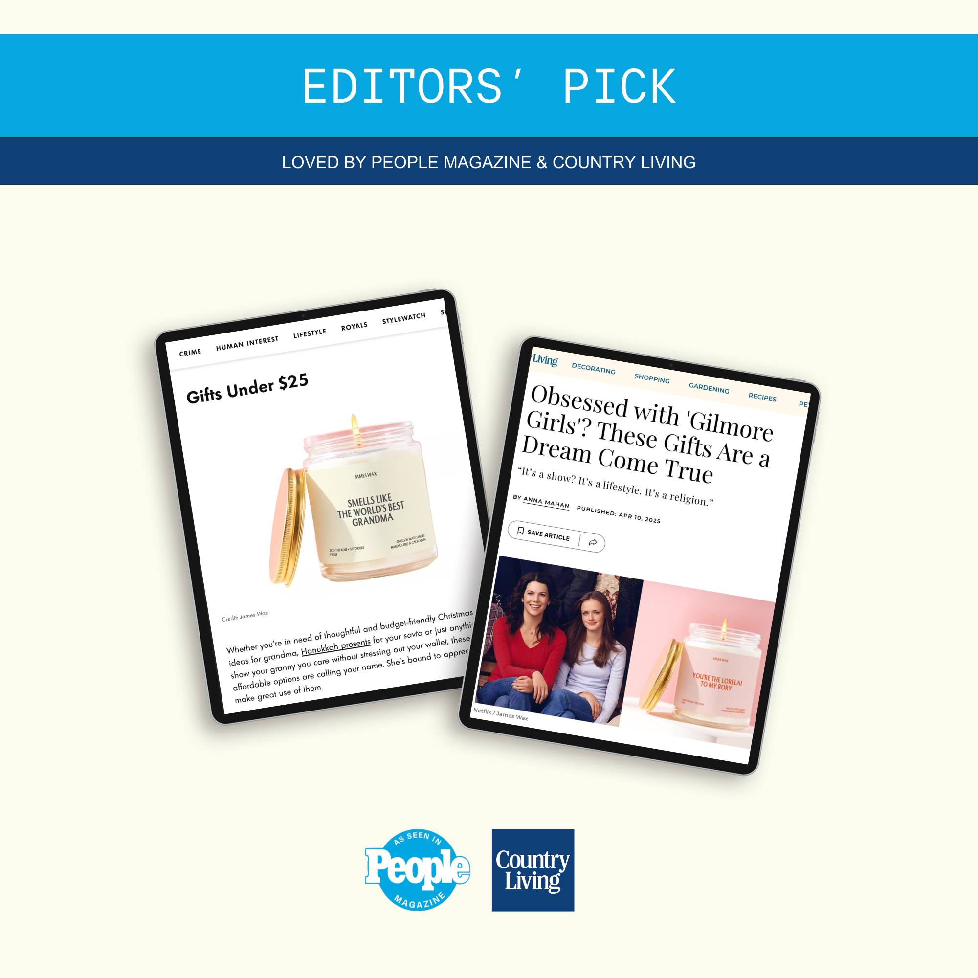 Editors' pick - LOVED BY PEOPLE MAGAZINE & COUNTRY LIVING