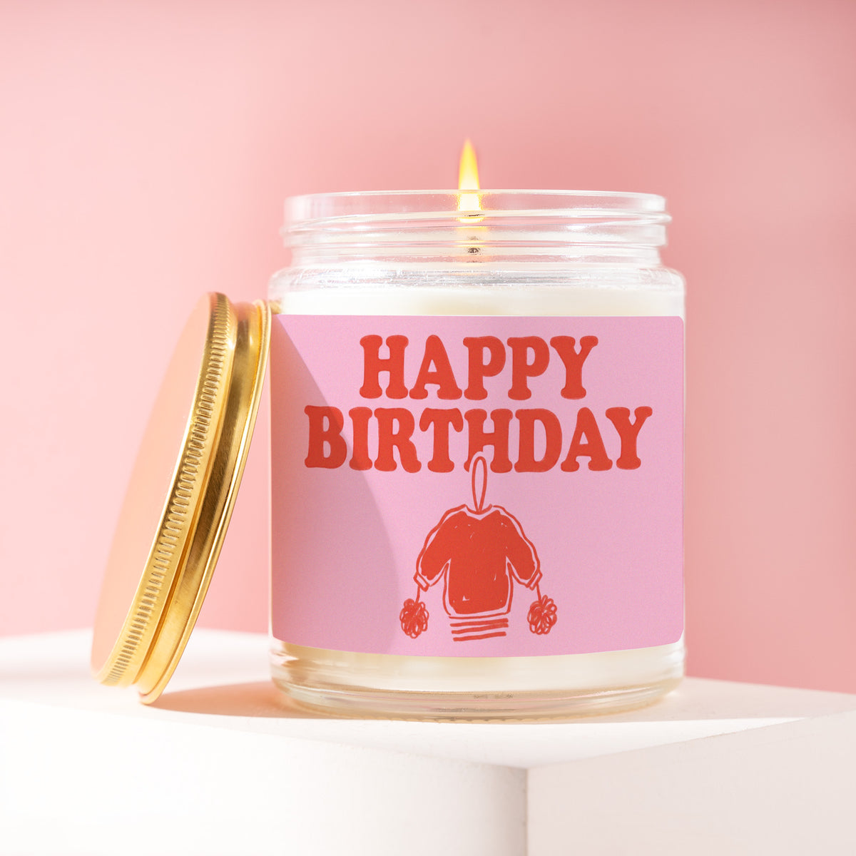 Happy Birthday 9 oz soy candle with a brushed gold lid by James Wax