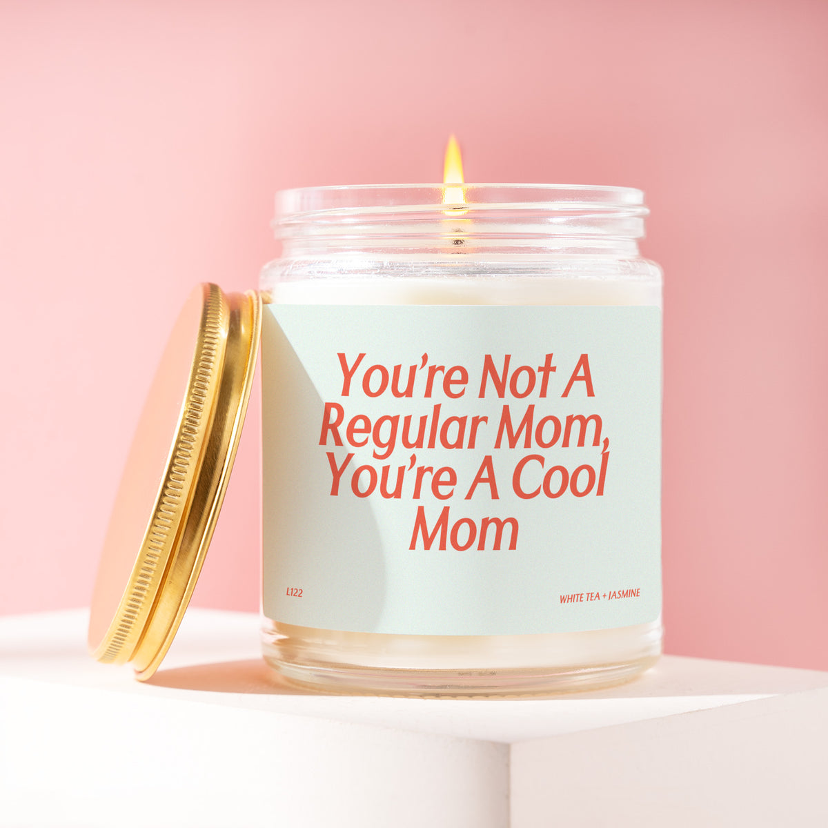 You're Not A Regular Mom You're A Cool Mom 9 oz soy candle with a brushed gold lid by James Wax