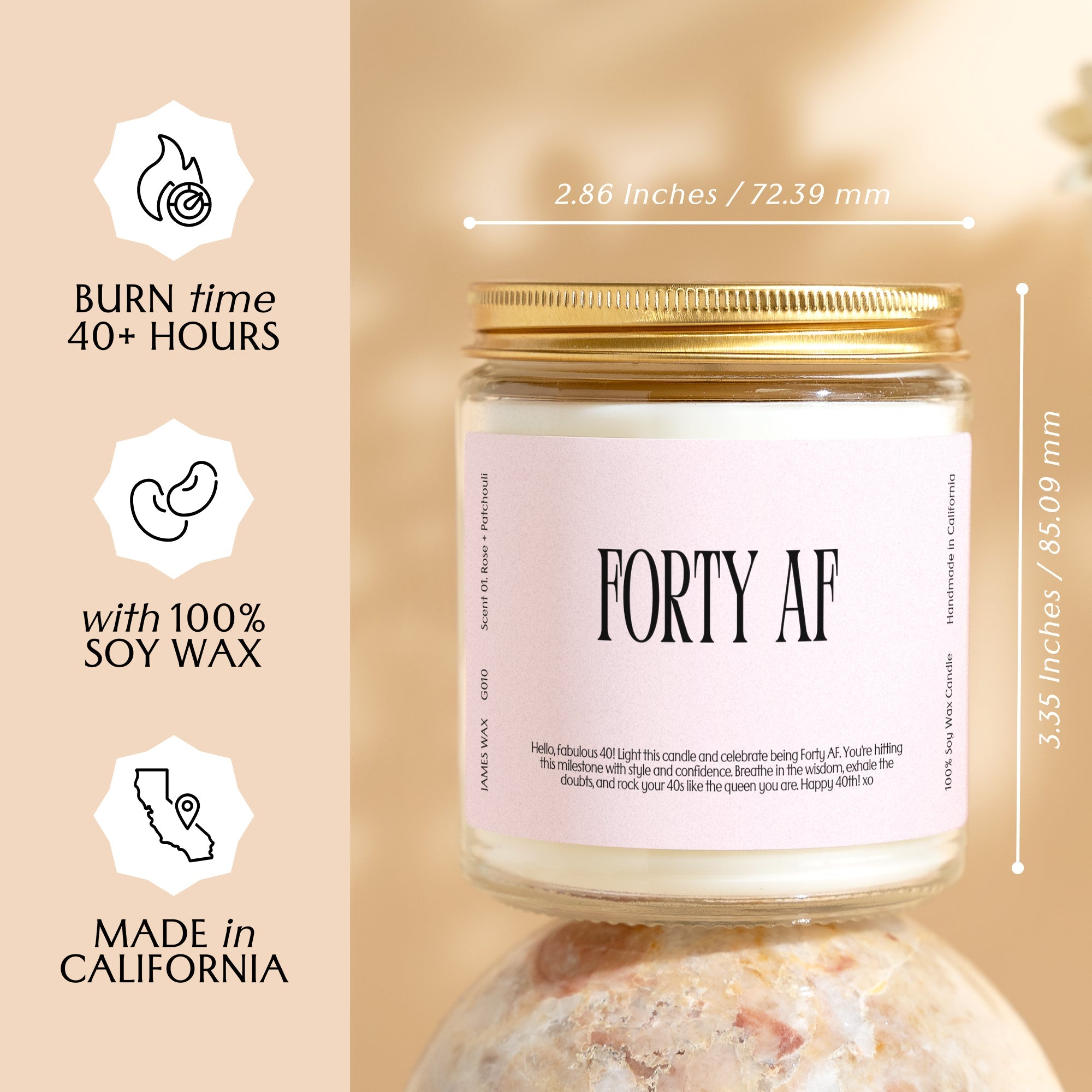 XN 40th Birthday Gift Funny Candle For 40th Birthday Forty AF Candle Birthday Gift For Her G010