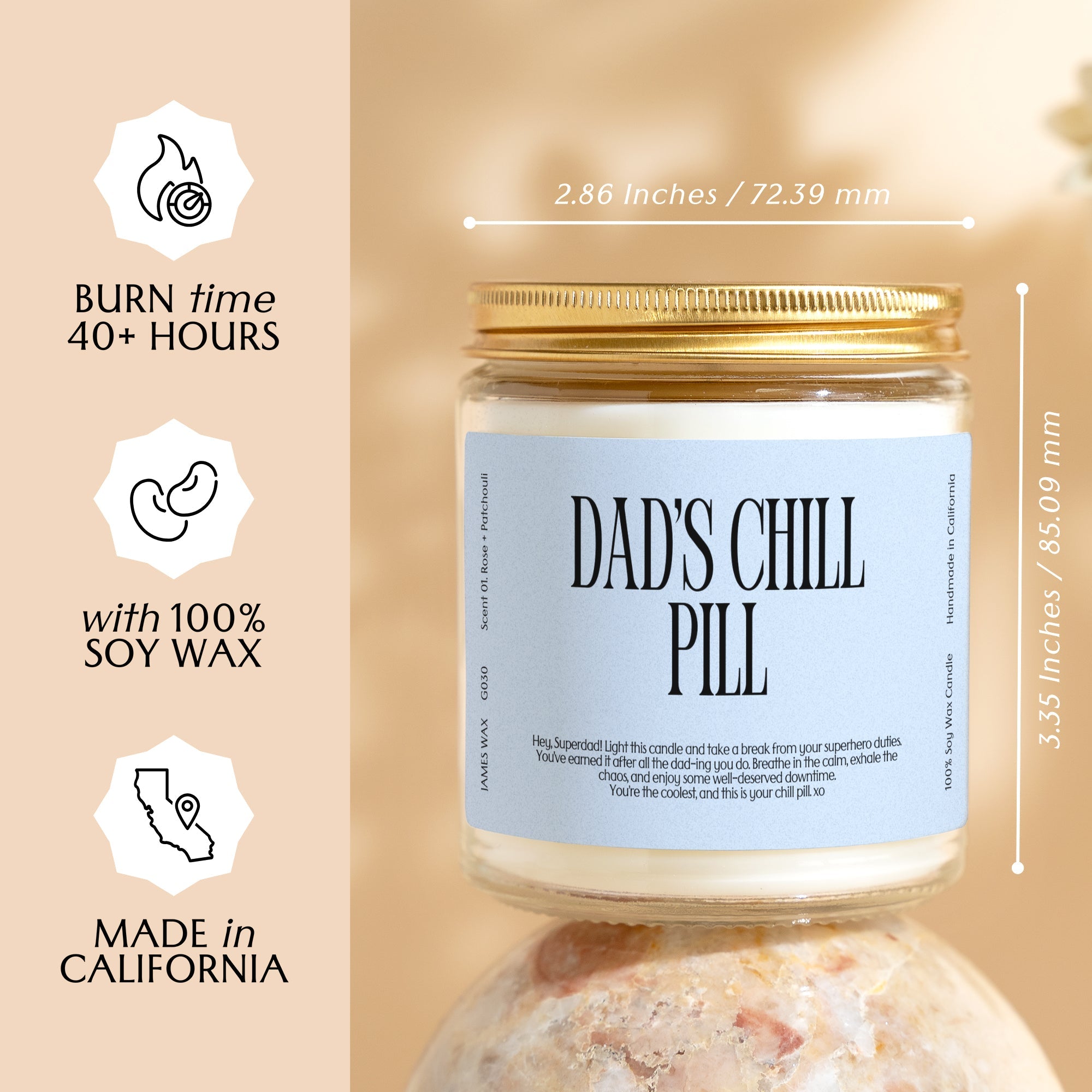 XN Father's Day Gift Funny Candle For Dads Dad's Chill Pill Candle Gift For Him Husband Dad Boyfriend G030