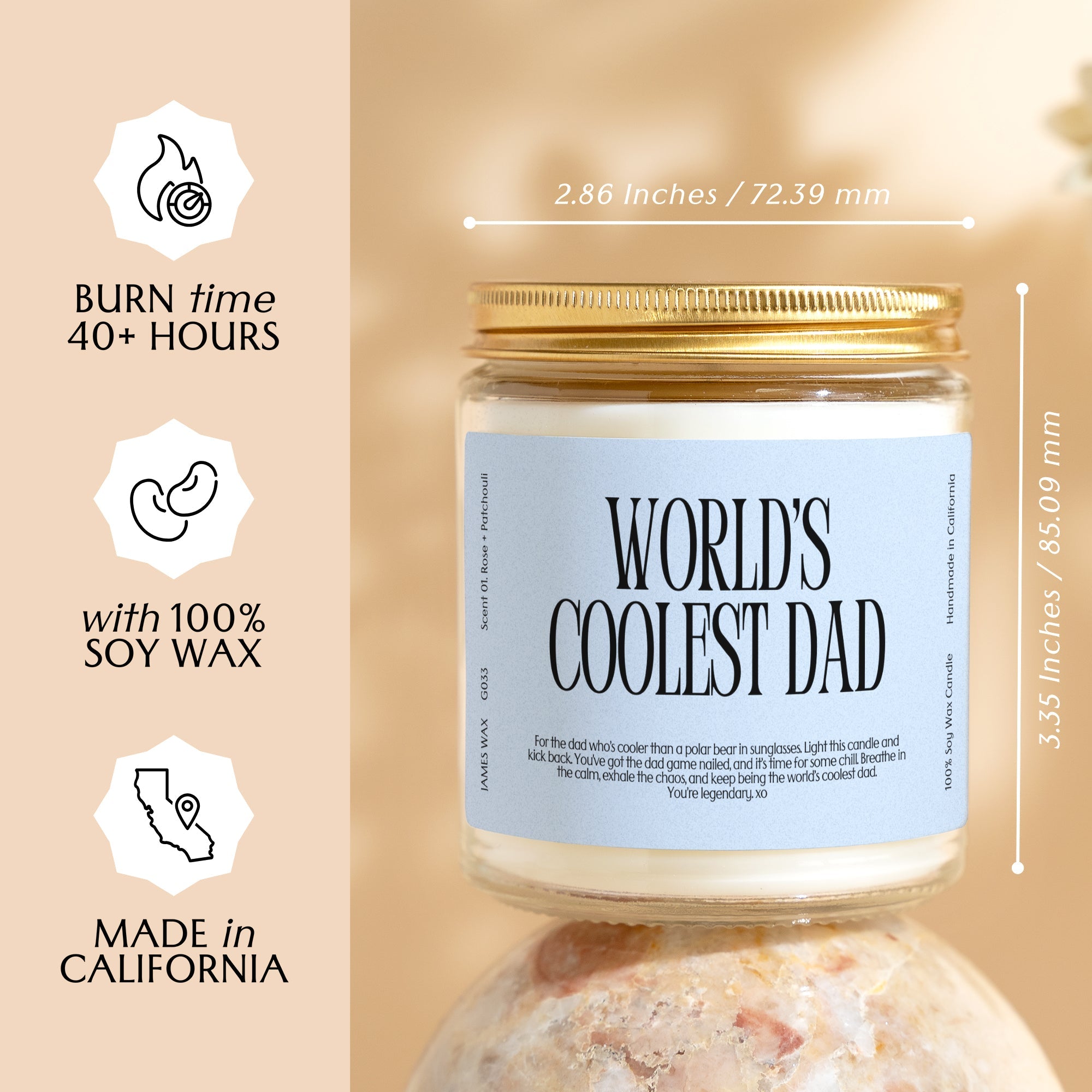 XN Father's Day Gift Funny Candle For Dads World's Coolest Dad Candle Gift For Her G033