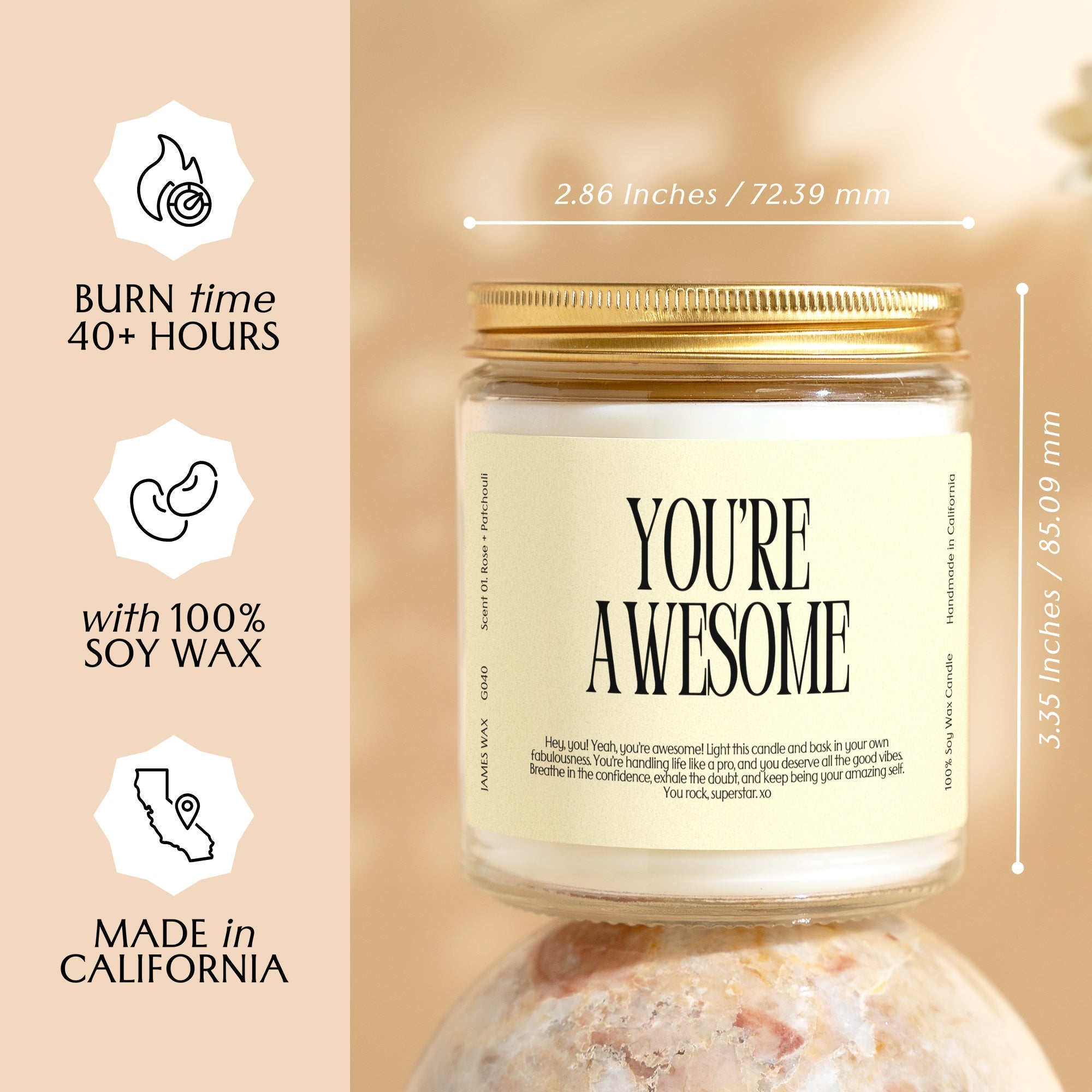 XN Encouragement Gift Funny Candle For Saying You're Awesome You're Awesome Candle Gift For Her G040