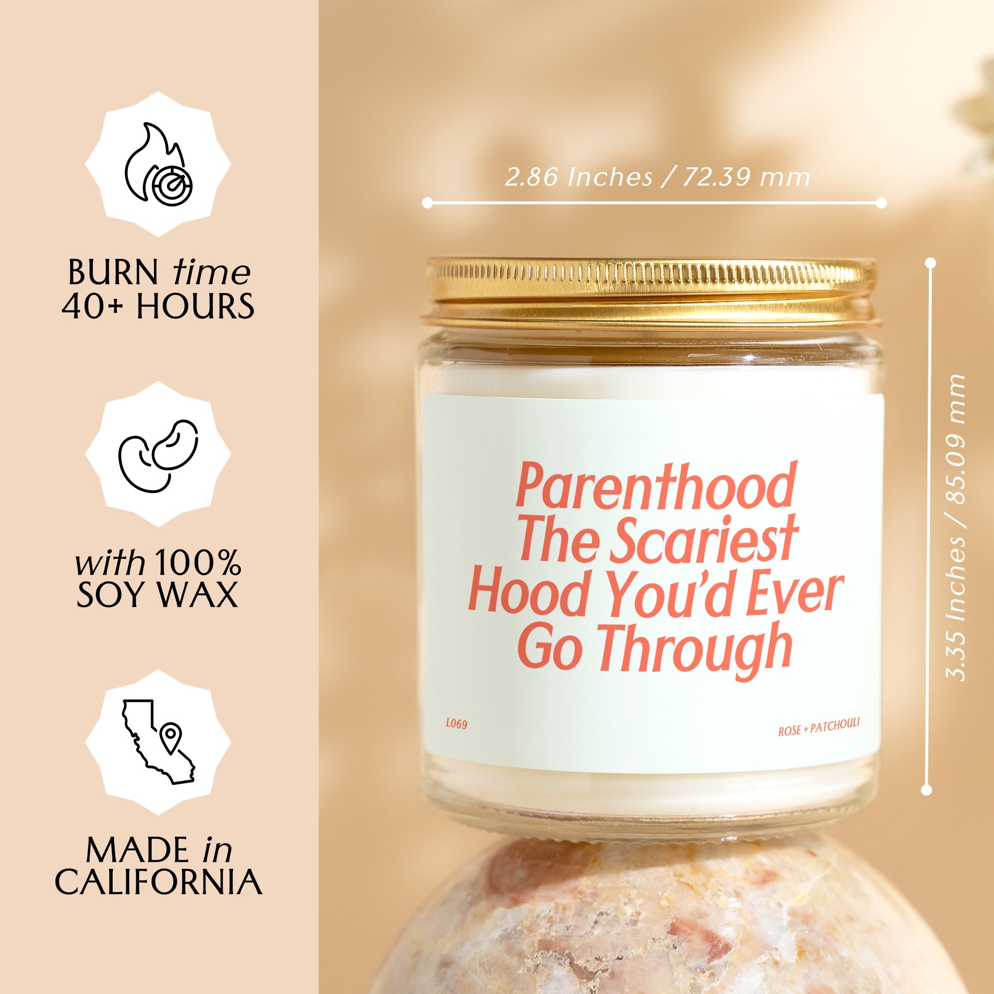 XN Parenthood The Scariest Hood You'll Ever Go Through Scented Soy Candle Funny Candle For Mom Or Dad Father's Day Gift Mother's Day L069