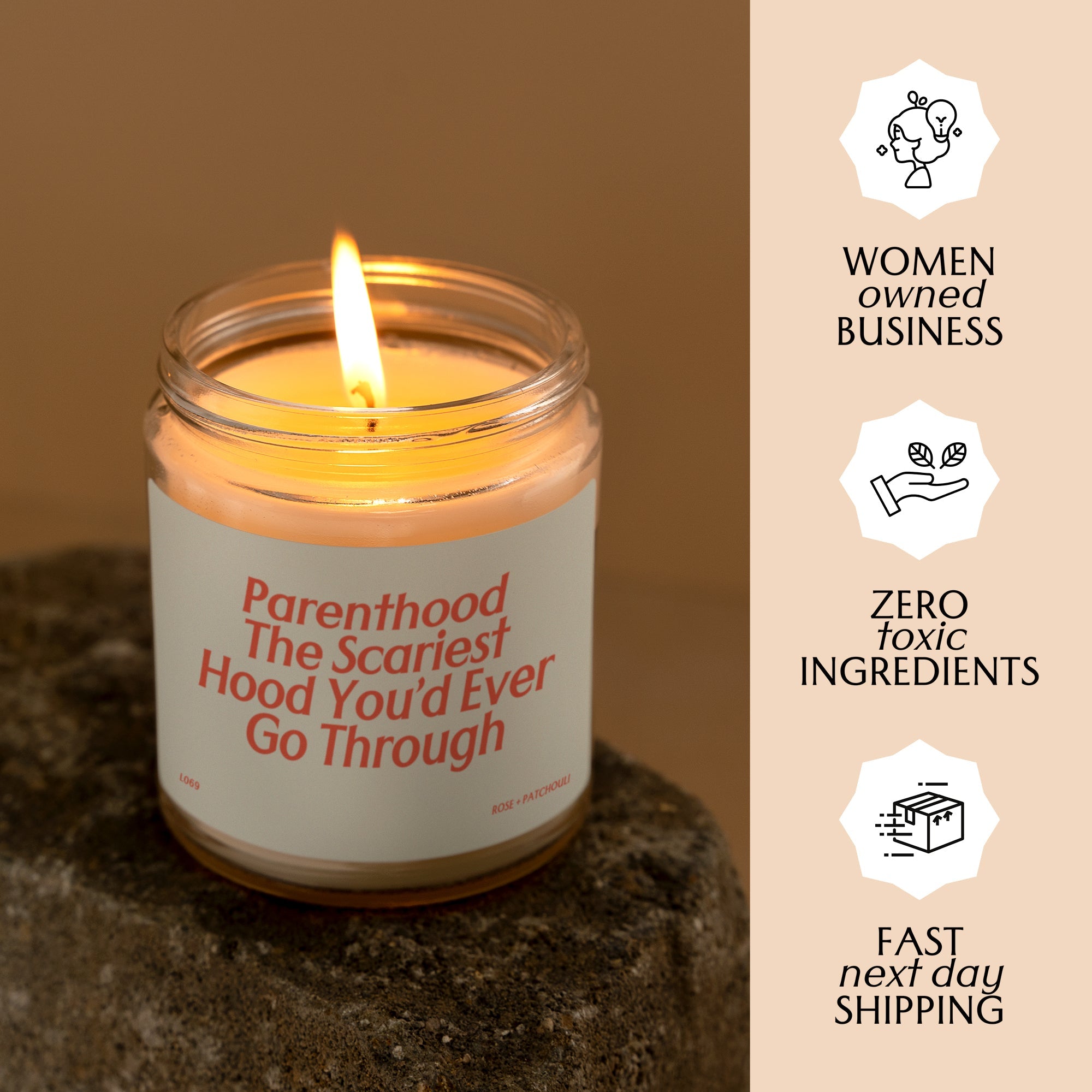 XN Parenthood The Scariest Hood You'll Ever Go Through Scented Soy Candle Funny Candle For Mom Or Dad Father's Day Gift Mother's Day L069