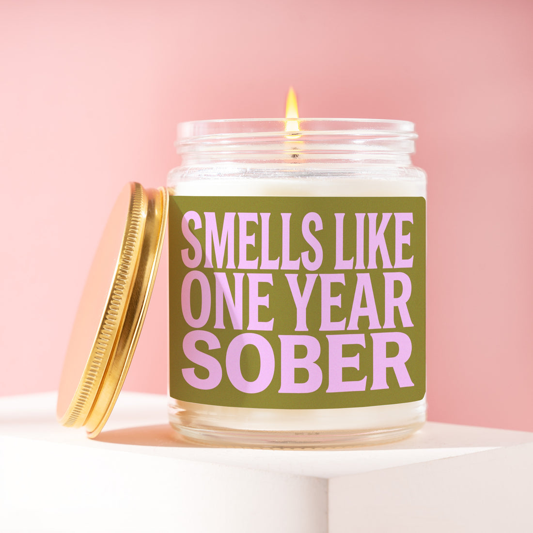 Sobriety Anniversary Gift for Men, Smells Like One Year Sober Candle, 1st Recovery Milestone, Proud of You Present for Husband or Dad R484