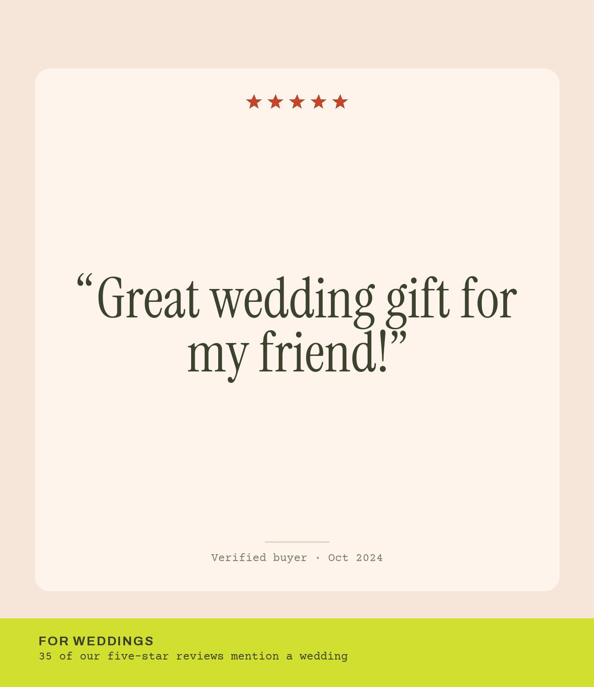Verified buyer review: Great wedding gift for my friend!