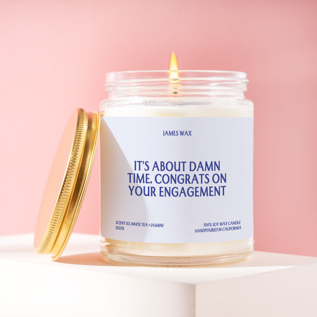 Engagement Gift Couple Candle It's About Damn Time Congrats Present Gift Box Party Bride To Be Finally Engaged Funny J5078