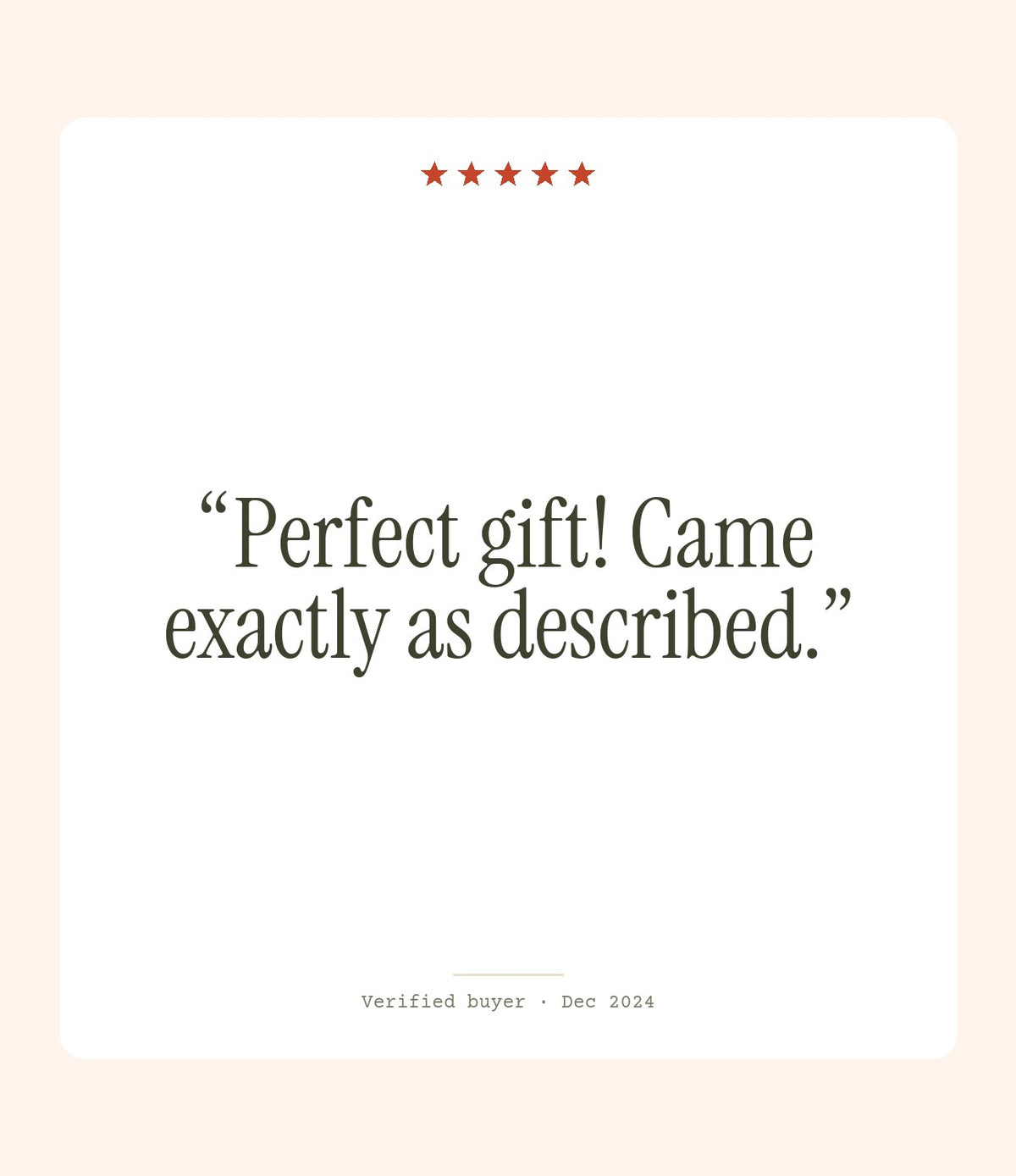 Verified buyer review: Perfect gift! Came exactly as described.