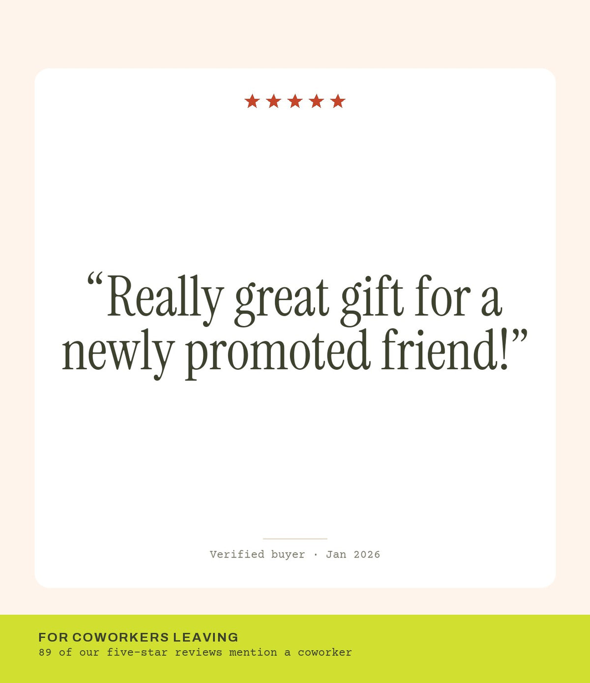 Verified buyer review: Really great gift for a newly promoted friend!