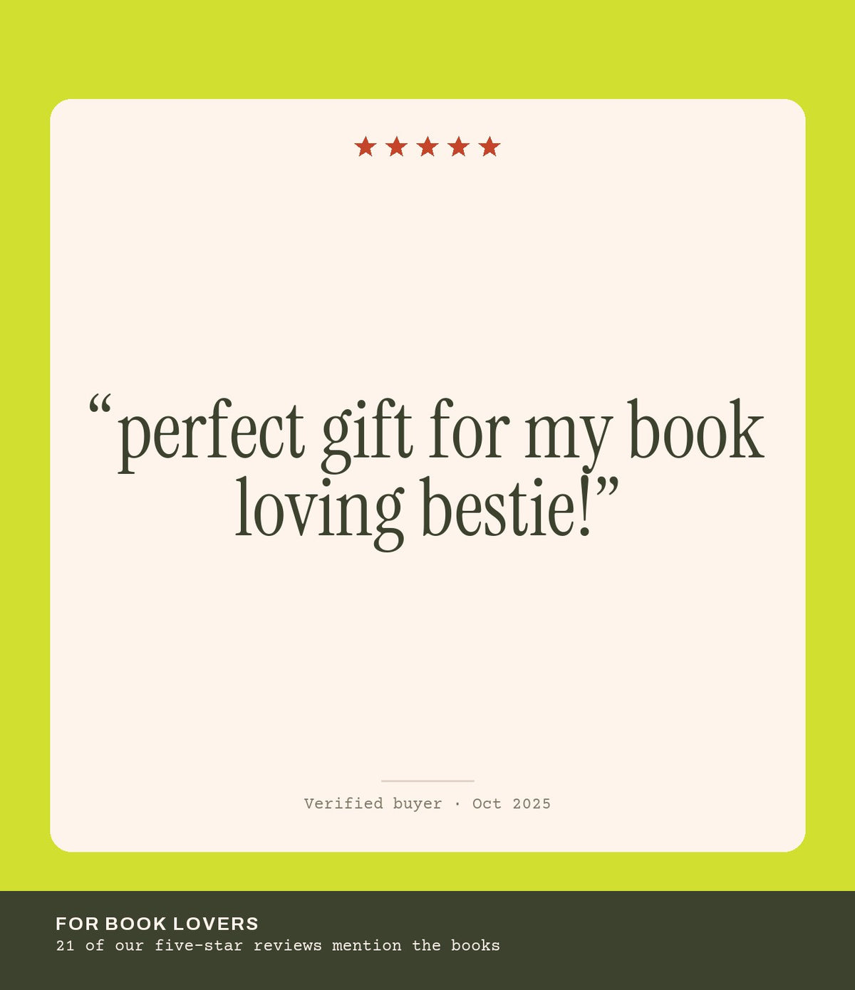 Verified buyer review: perfect gift for my book loving bestie!