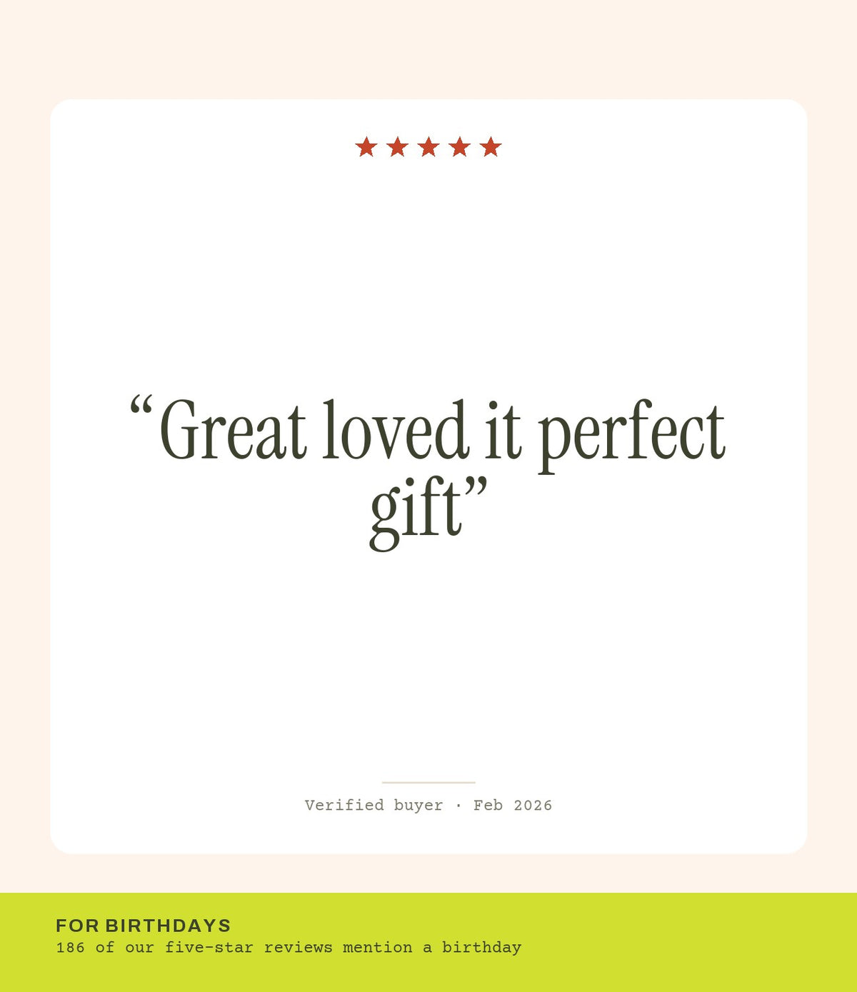 Verified buyer review: Great loved it perfect gift