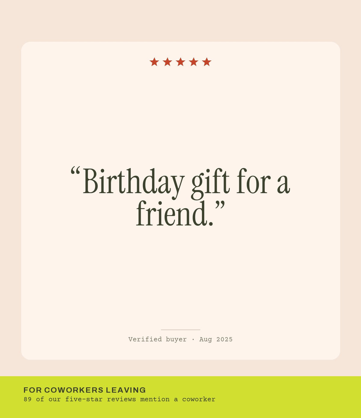 Verified buyer review: Birthday gift for a friend.