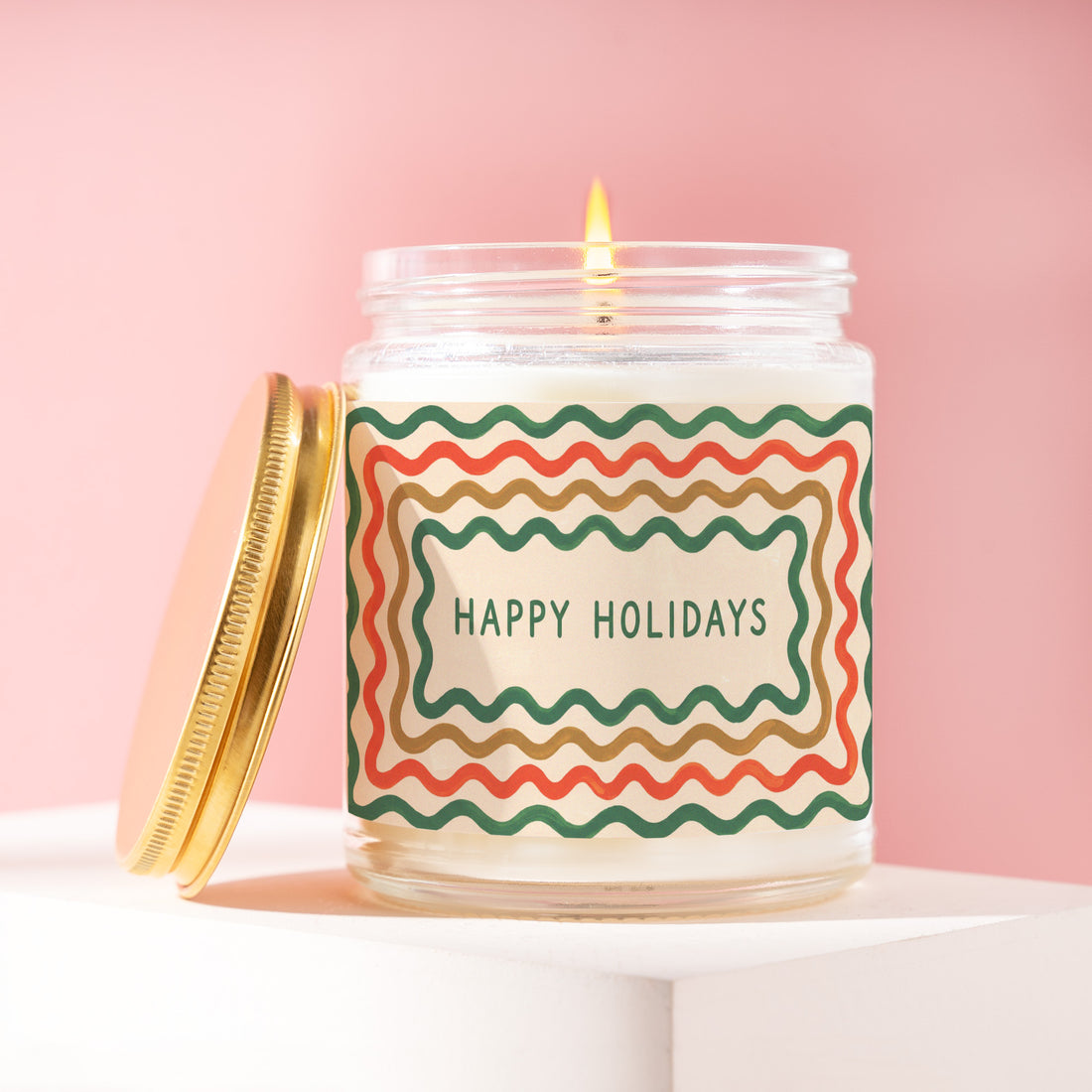 Happy Holidays Candle, Holiday Ribbon Gift for Her, Happy Holidays Gifts, Christmas Candle Gift, Secret Santa, Stocking Stuffer R518