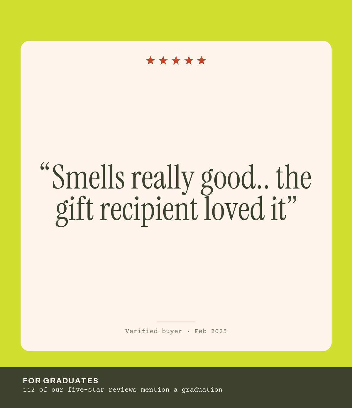 Verified buyer review: Smells really good.. the gift recipient loved it