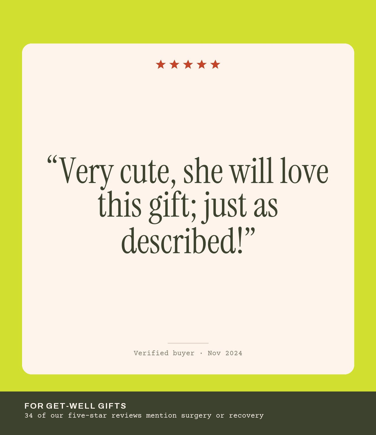 Verified buyer review: Very cute, she will love this gift; just as described!