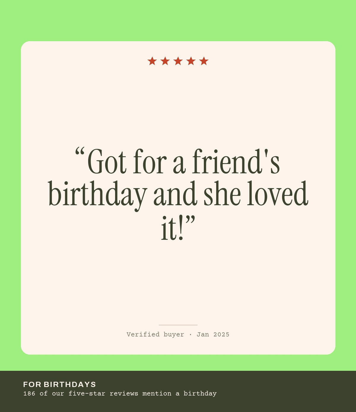 Verified buyer review: Got for a friend's birthday and she loved it!