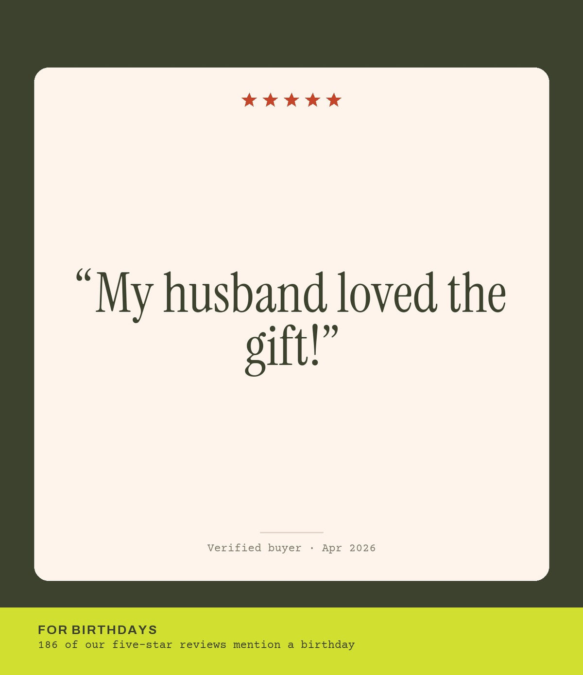 Verified buyer review: My husband loved the gift!