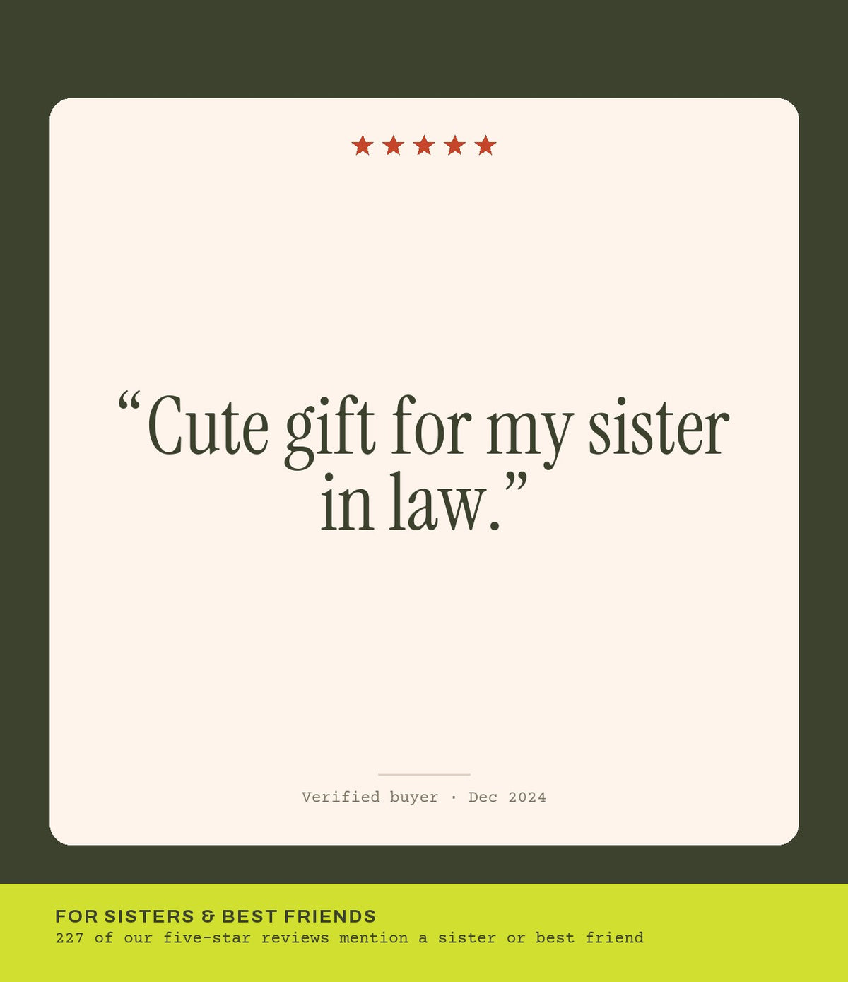Verified buyer review: Cute gift for my sister in law.