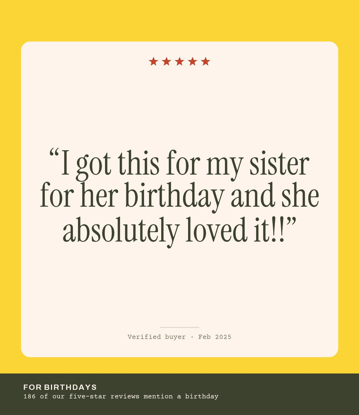 Verified buyer review: I got this for my sister for her birthday and she absolutely loved it!!