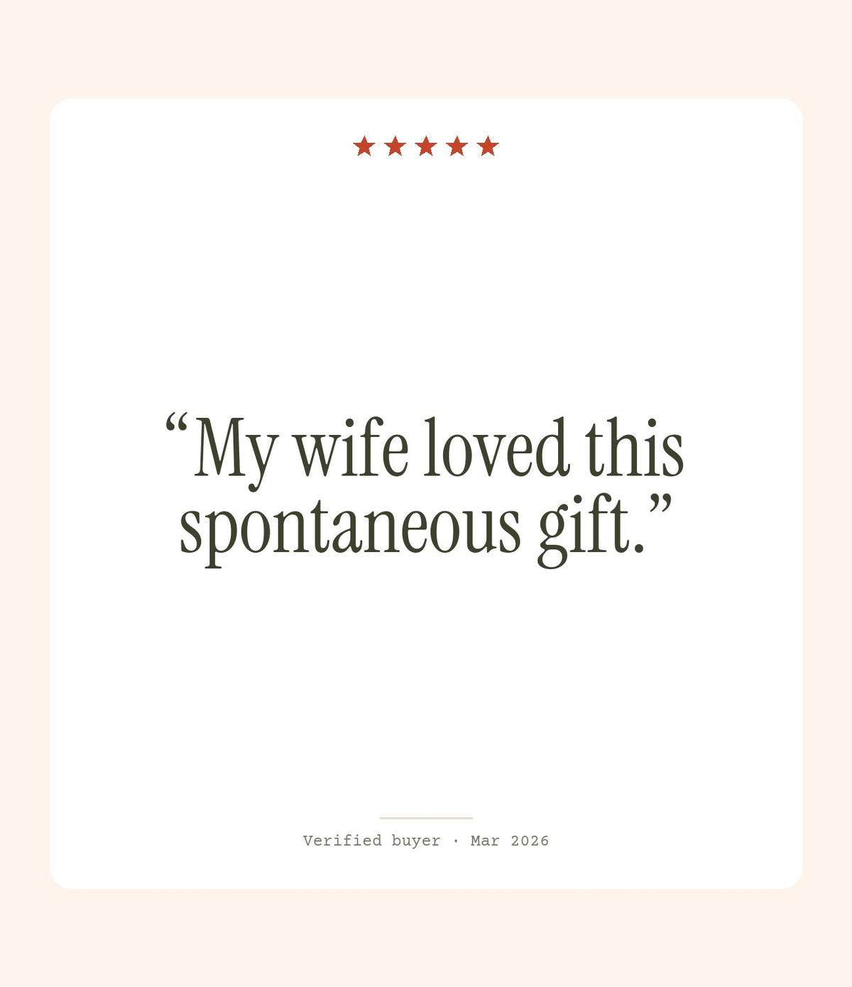 Verified buyer review: My wife loved this spontaneous gift.