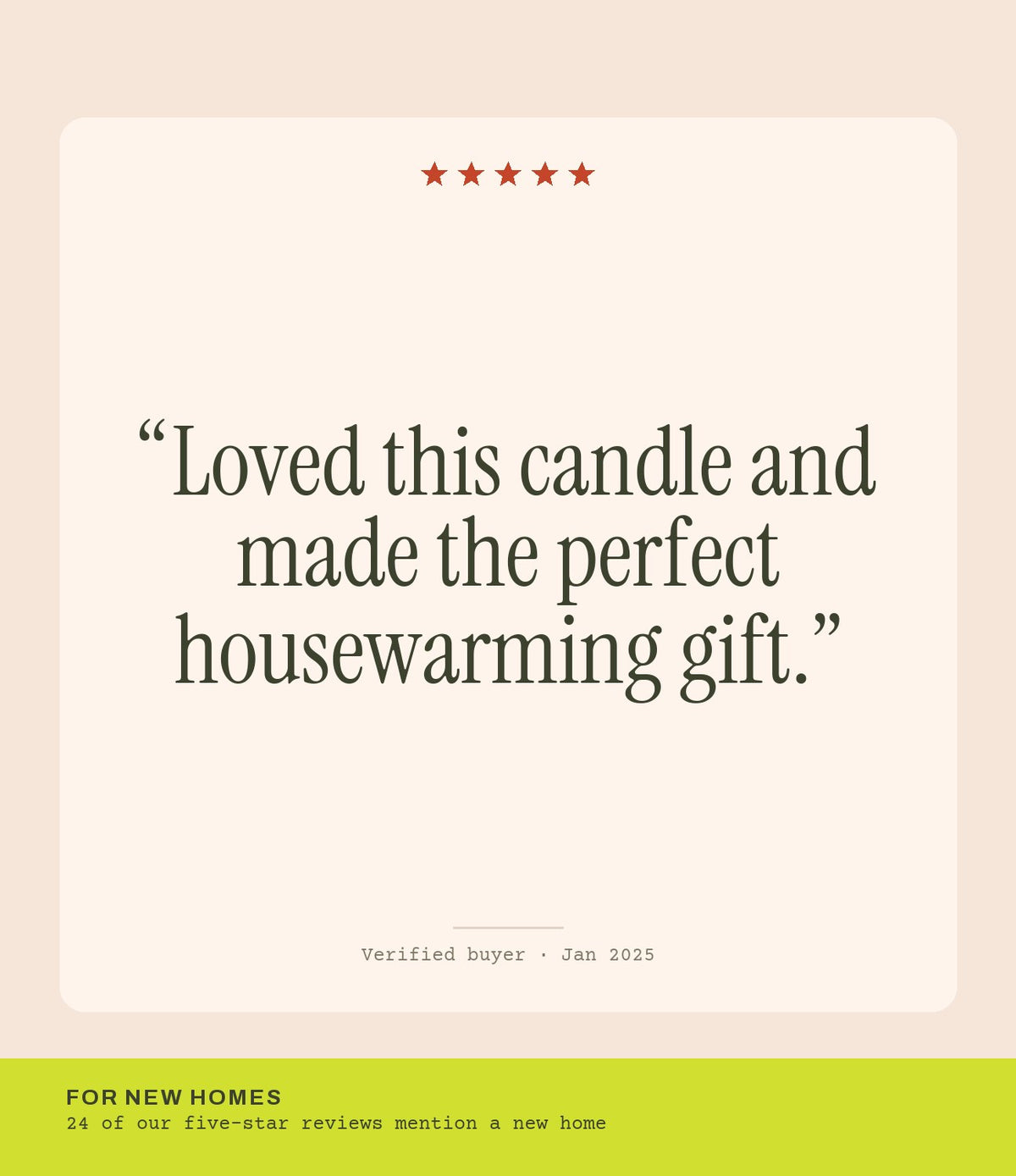 Verified buyer review: Loved this candle and made the perfect housewarming gift.