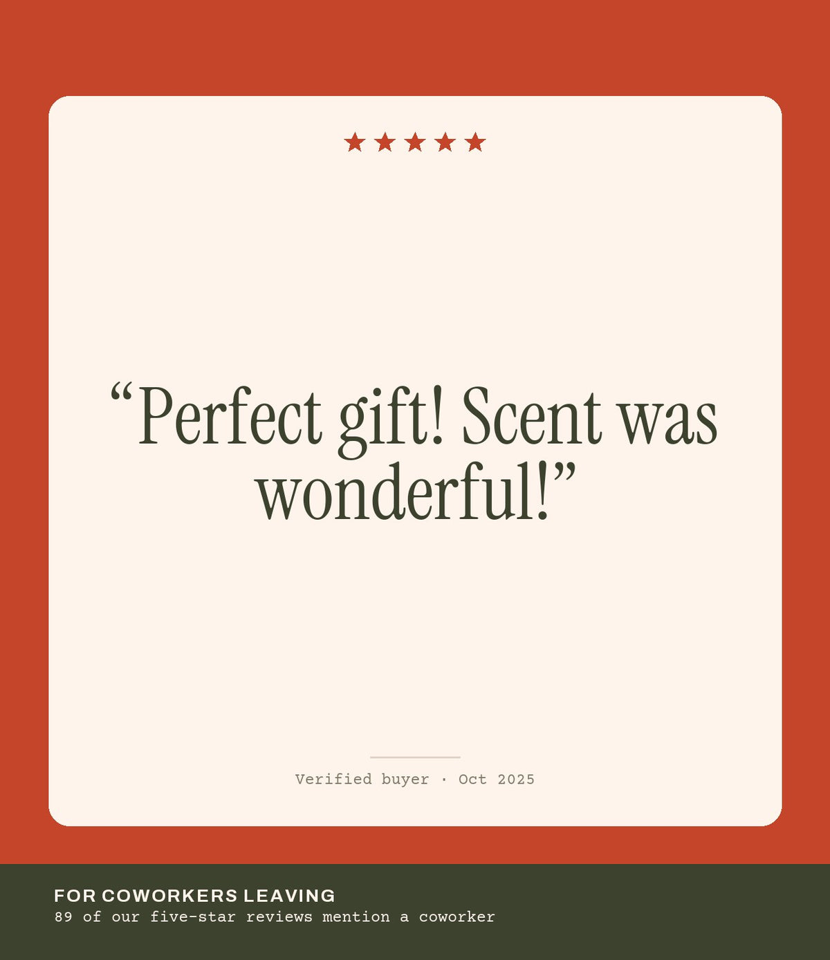 Verified buyer review: Perfect gift! Scent was wonderful!