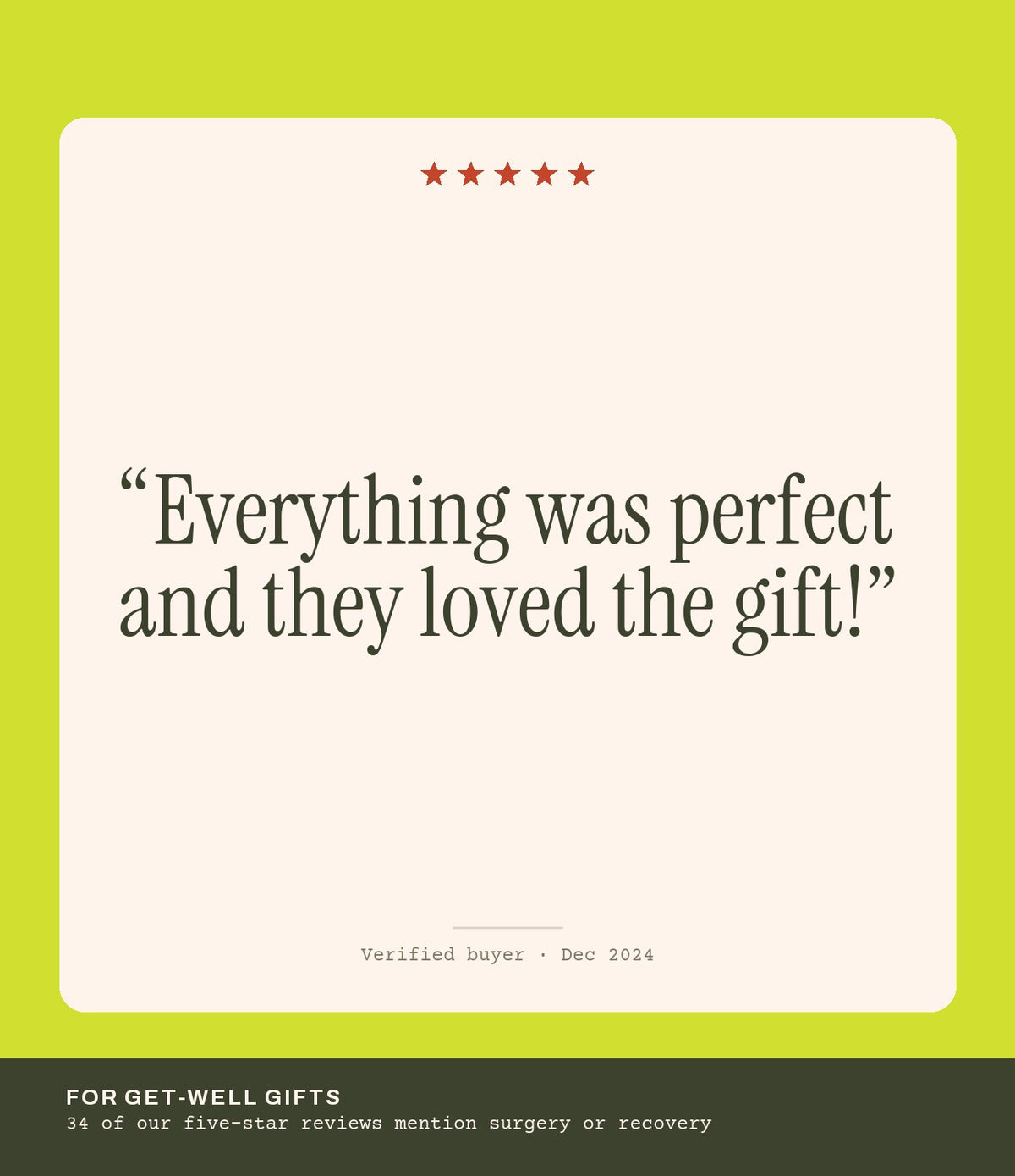 Verified buyer review: Everything was perfect and they loved the gift!
