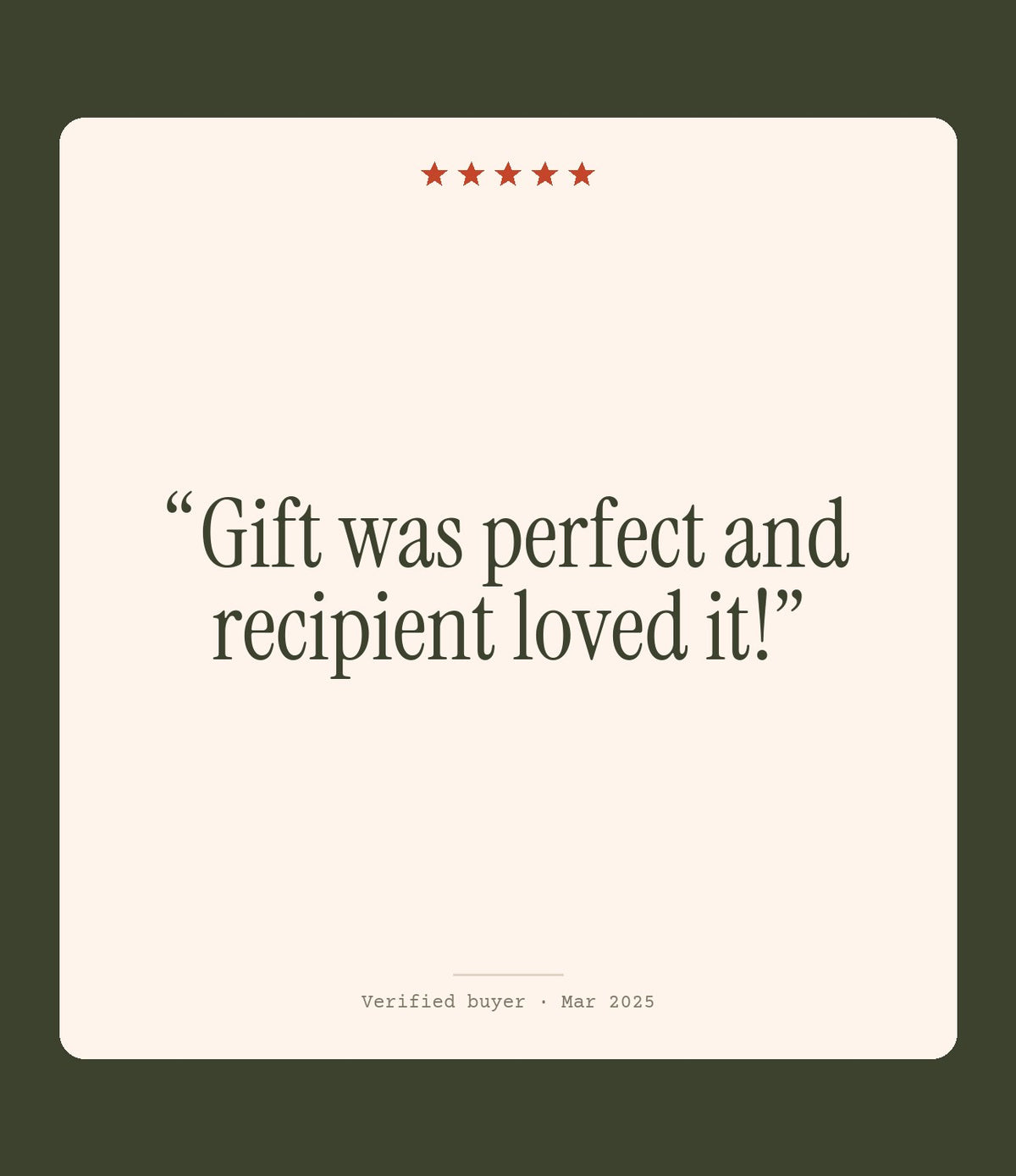 Verified buyer review: Gift was perfect and recipient loved it!