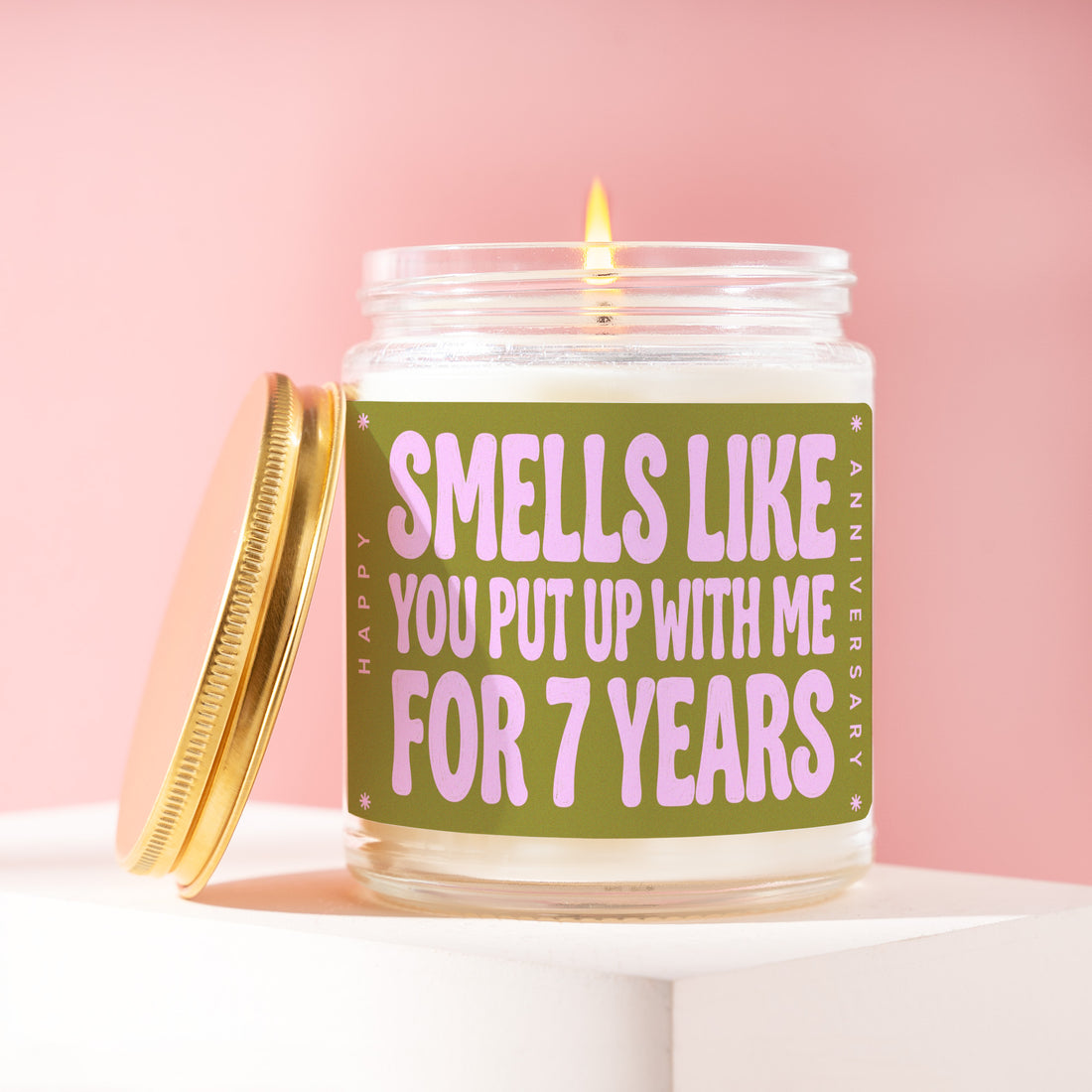 7th Anniversary Gift for Husband, You Put Up With Me for 7 Years Candle, Funny Wool Wedding Present from Wife, Hubby Anniversary Gift R456