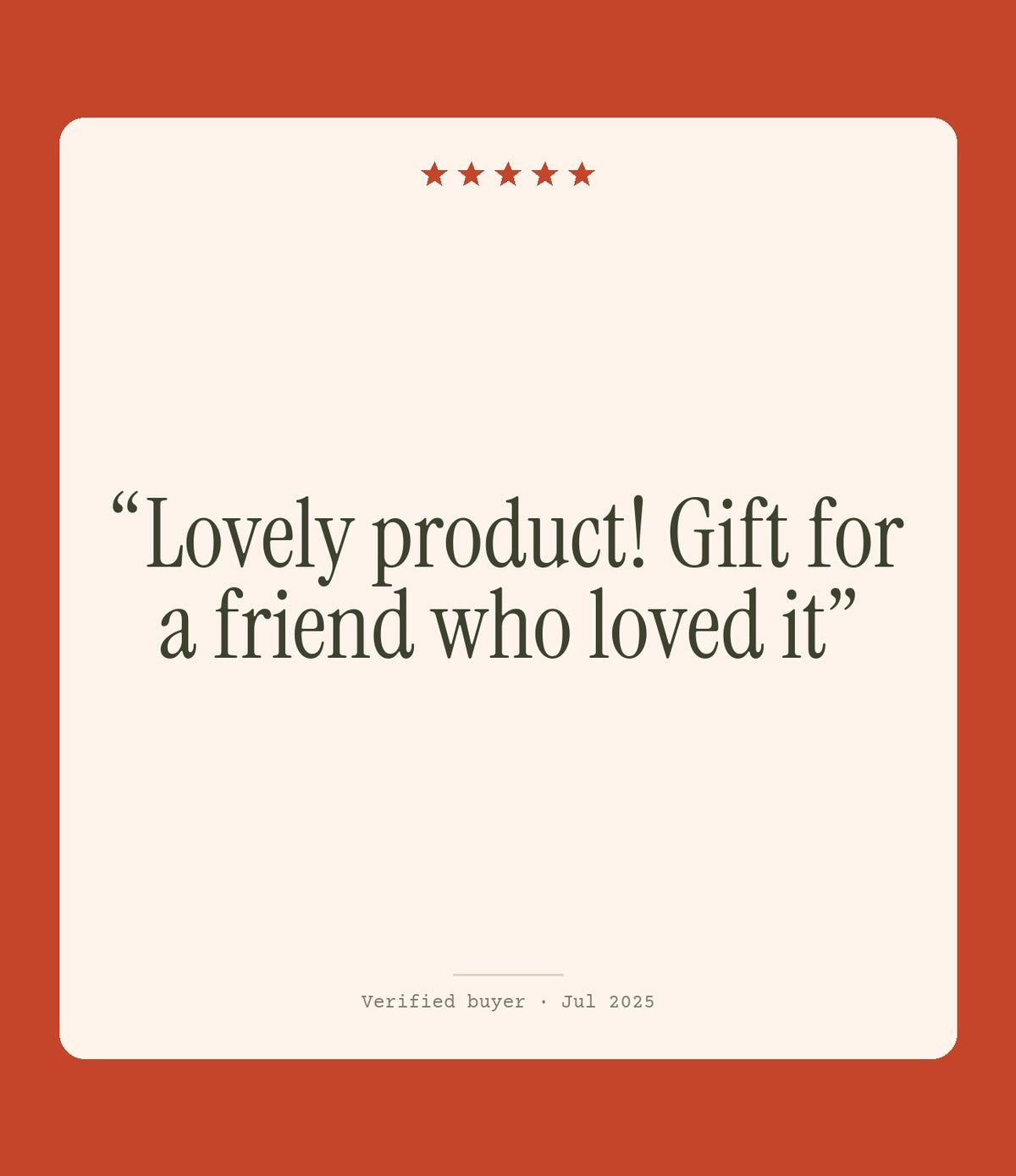 Verified buyer review: Lovely product! Gift for a friend who loved it