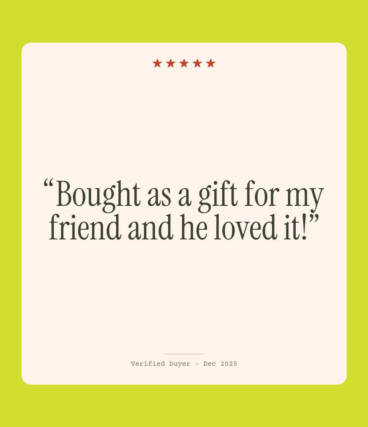 Verified buyer review: Bought as a gift for my friend and he loved it!