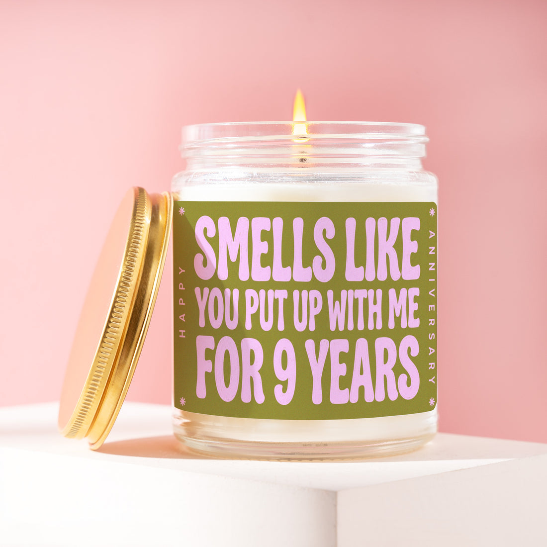 9th Anniversary Gift for Husband, You Put Up With Me for 9 Years Candle, Funny Pottery Wedding Present from Wife, Funny Gift for Him R460