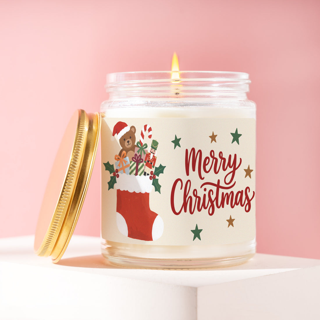 Christmas Stocking Candle, Stocking Gift for Her, Stocking Stuffer for Women, Nutcracker Bear Gift, Gift for Sister, Secret Santa R529