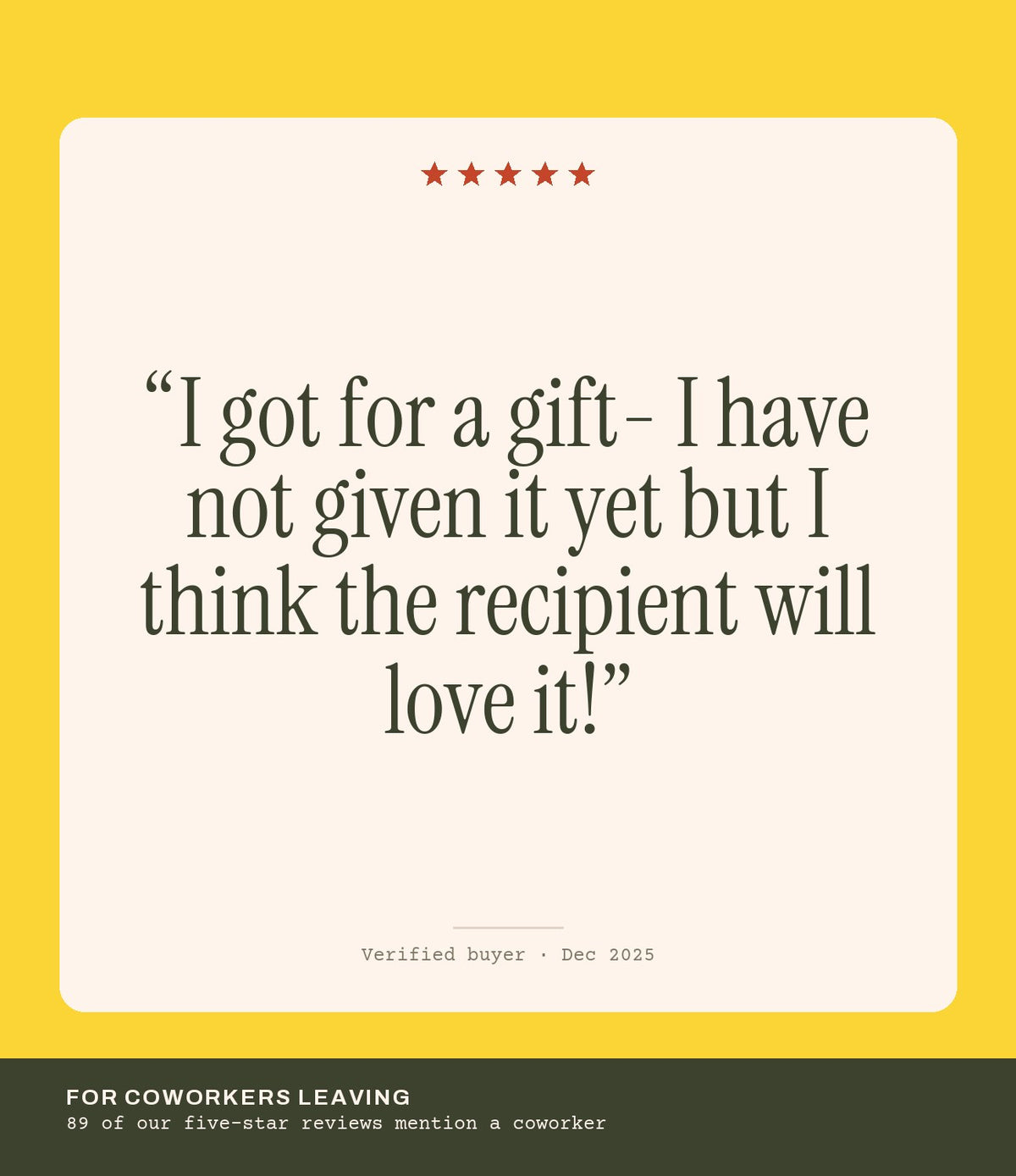Verified buyer review: I got for a gift- I have not given it yet but I think the recipient will love it!