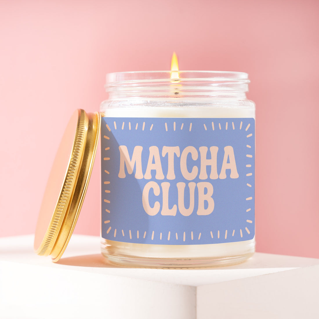 Matcha Club Candle, Green Tea Gift for Her, Confetti Periwinkle Birthday Present for Bestie, Coworker, Cafe Idea R181