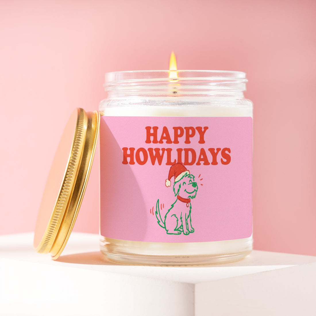 Dog Mom Christmas Candle Gift for Her, Dog Lover Gift, Happy Howlidays Present, Secret Santa Gift, 9oz Soy Wax Candle R114