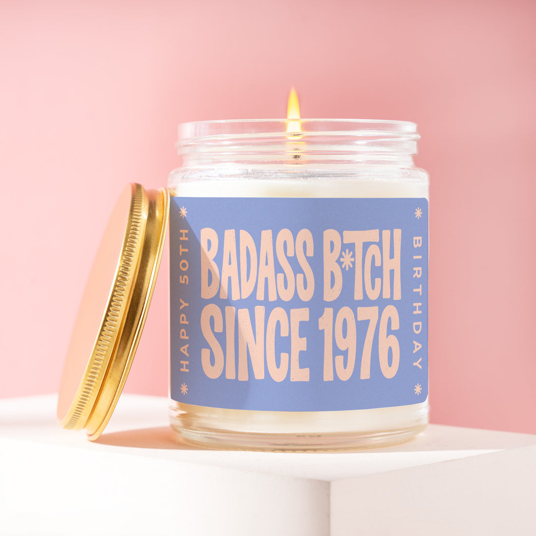 50th Birthday Candle for Women, Badass B*tch Since 1976, Funny Gift for Mom or Sister, Born in 1976 Gift, Turning 50 Gift for Aunt R388