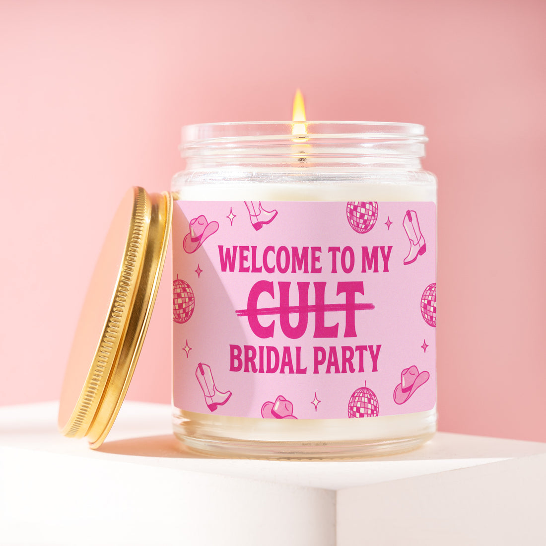 Nashville Bachelorette Candle, Disco Cowgirl Gift, Welcome To My Cult Bridal Party, Western Bridesmaid Proposal, Rodeo, Sister, Cousin R341