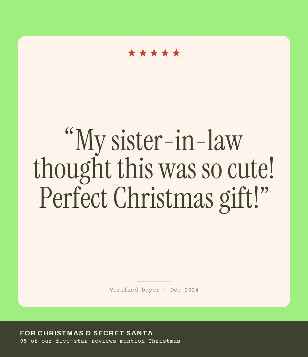 Verified buyer review: My sister-in-law thought this was so cute! Perfect Christmas gift!