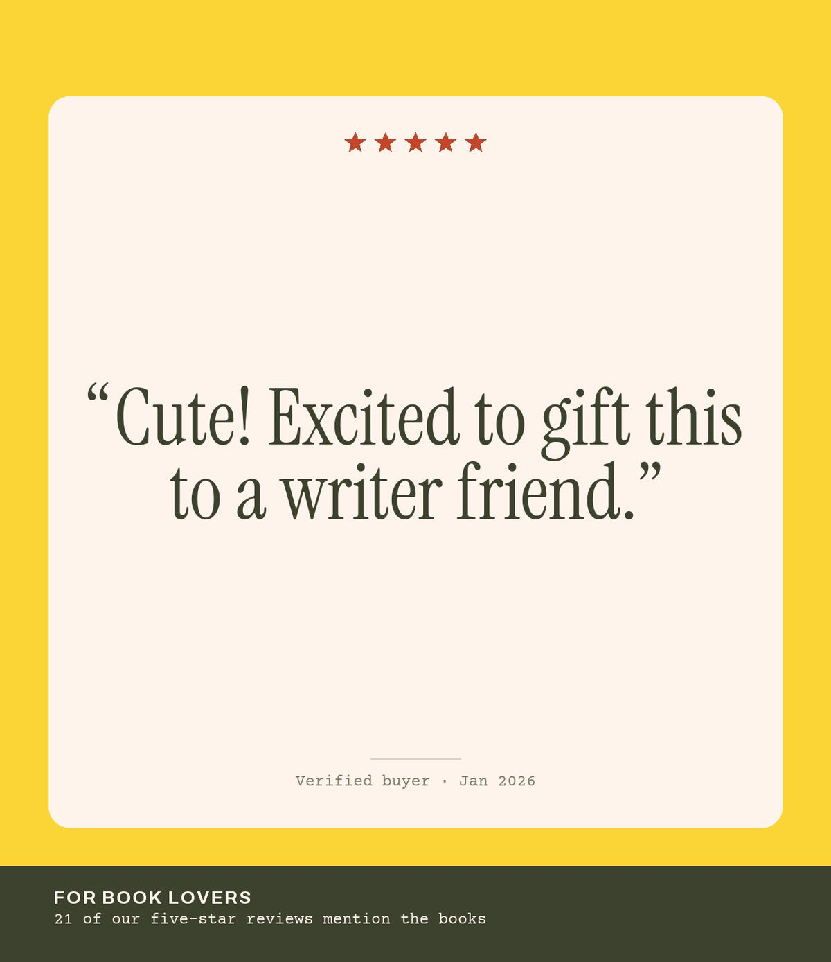 Verified buyer review: Cute! Excited to gift this to a writer friend.