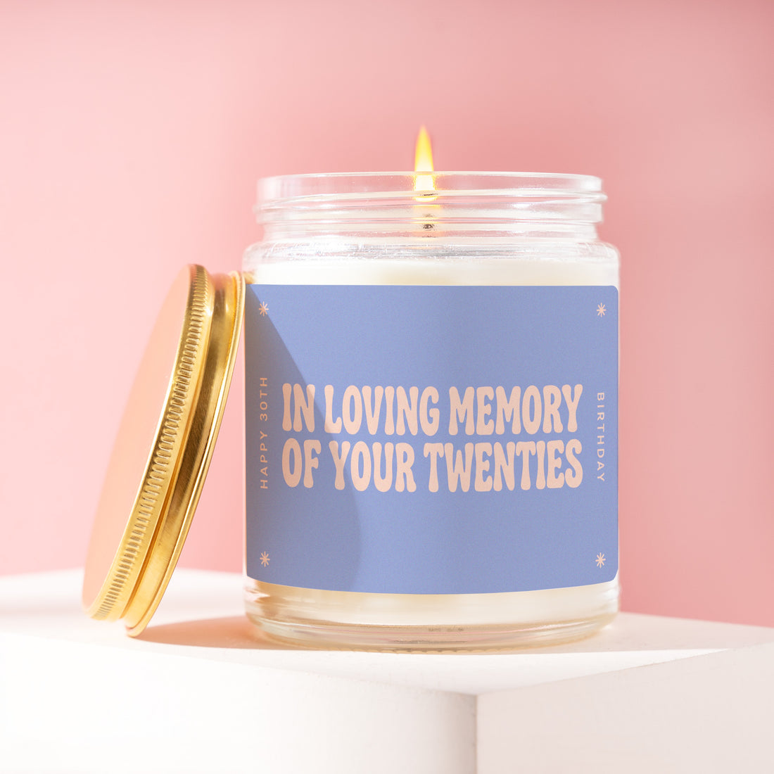 30th Birthday Candle for Women, In Loving Memory of Your Twenties, Turning Thirty Gag Gift for Wife or Sister, Turning 30 Gift R422