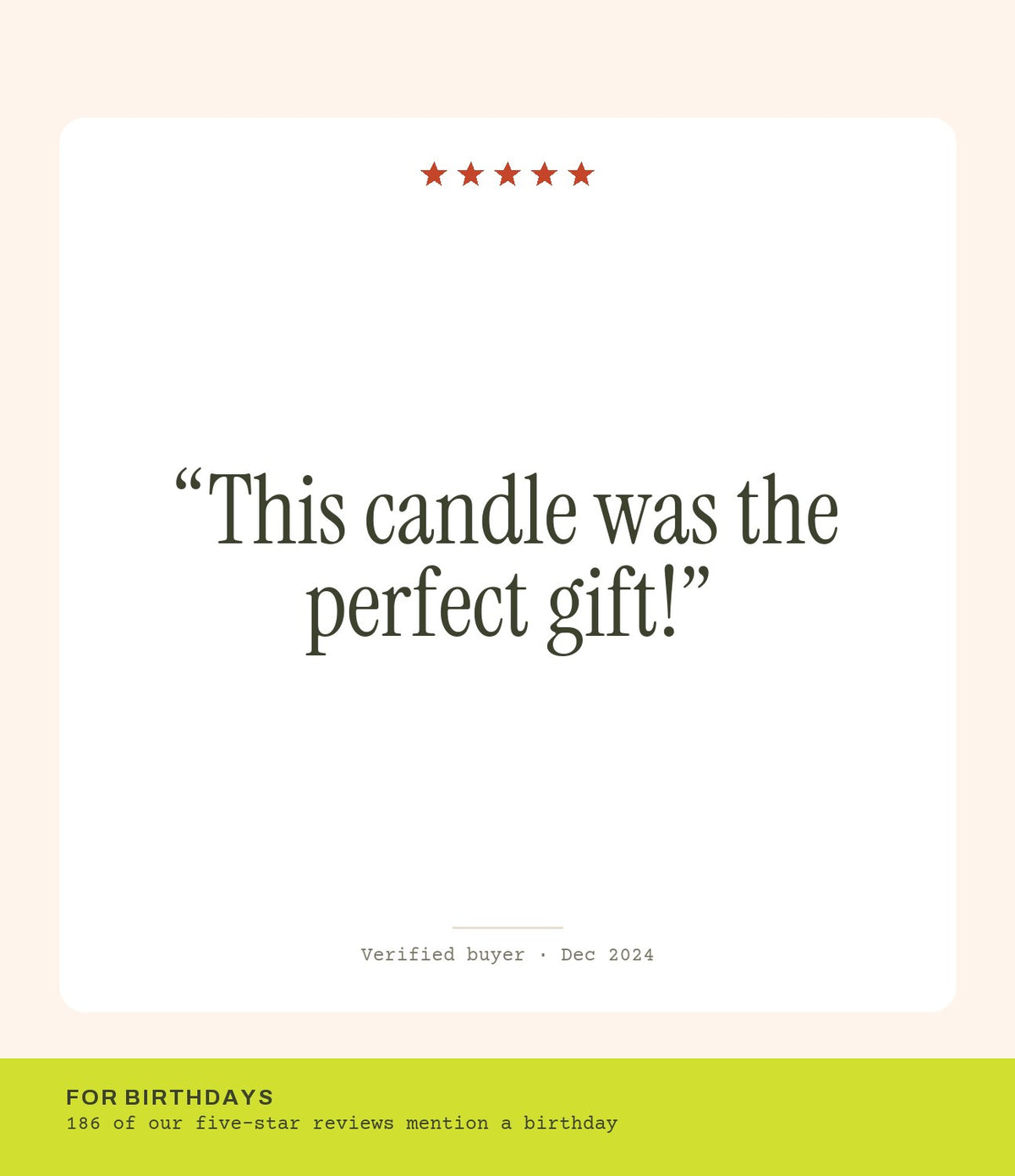 Verified buyer review: This candle was the perfect gift!