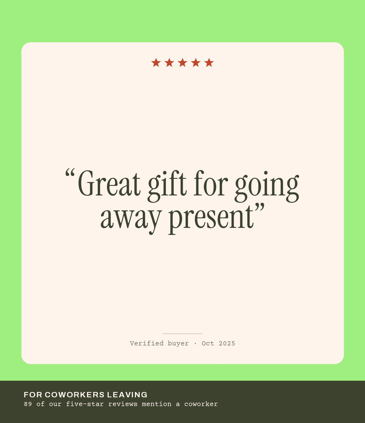 Verified buyer review: Great gift for going away present