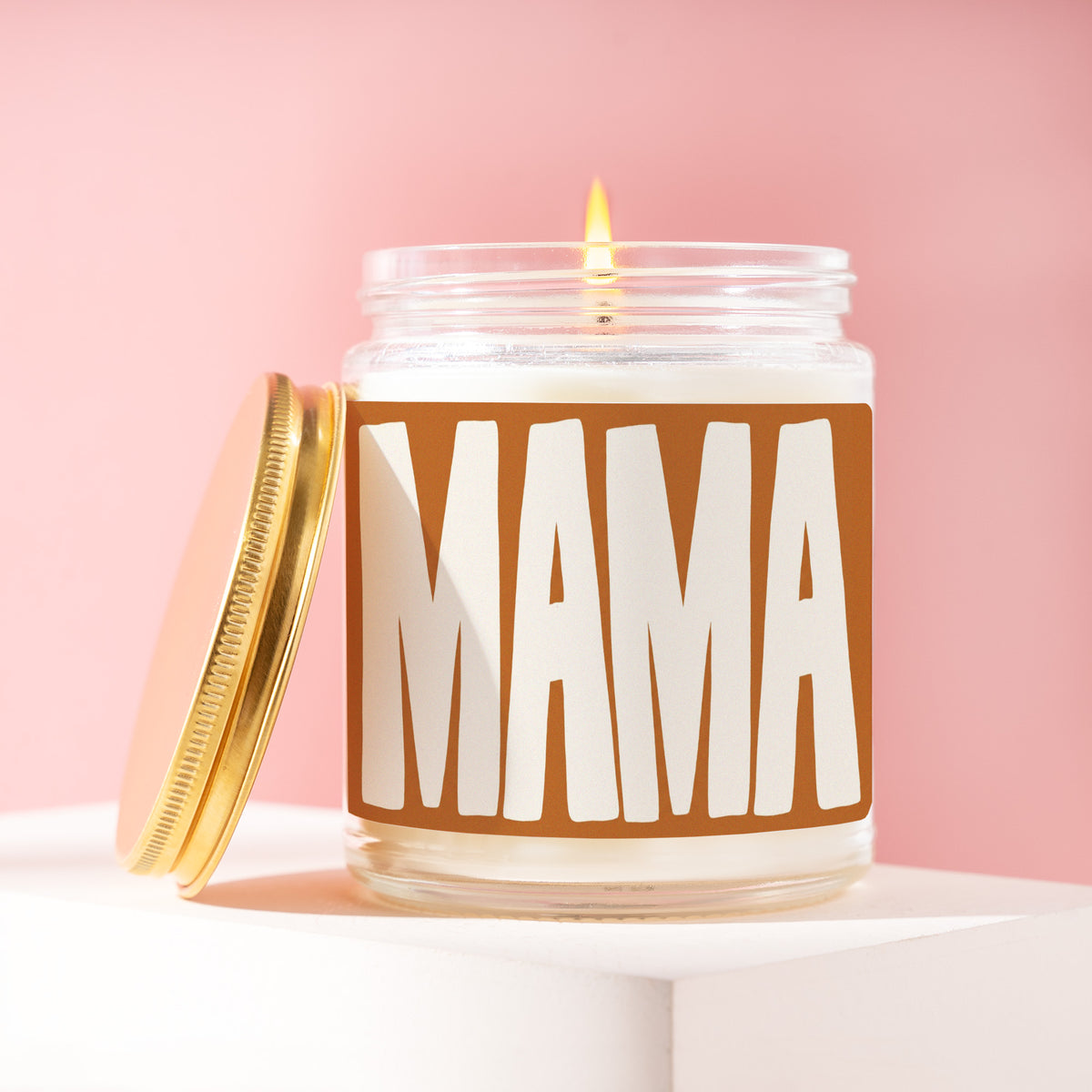 Mama 9 oz soy candle with a brushed gold lid by James Wax