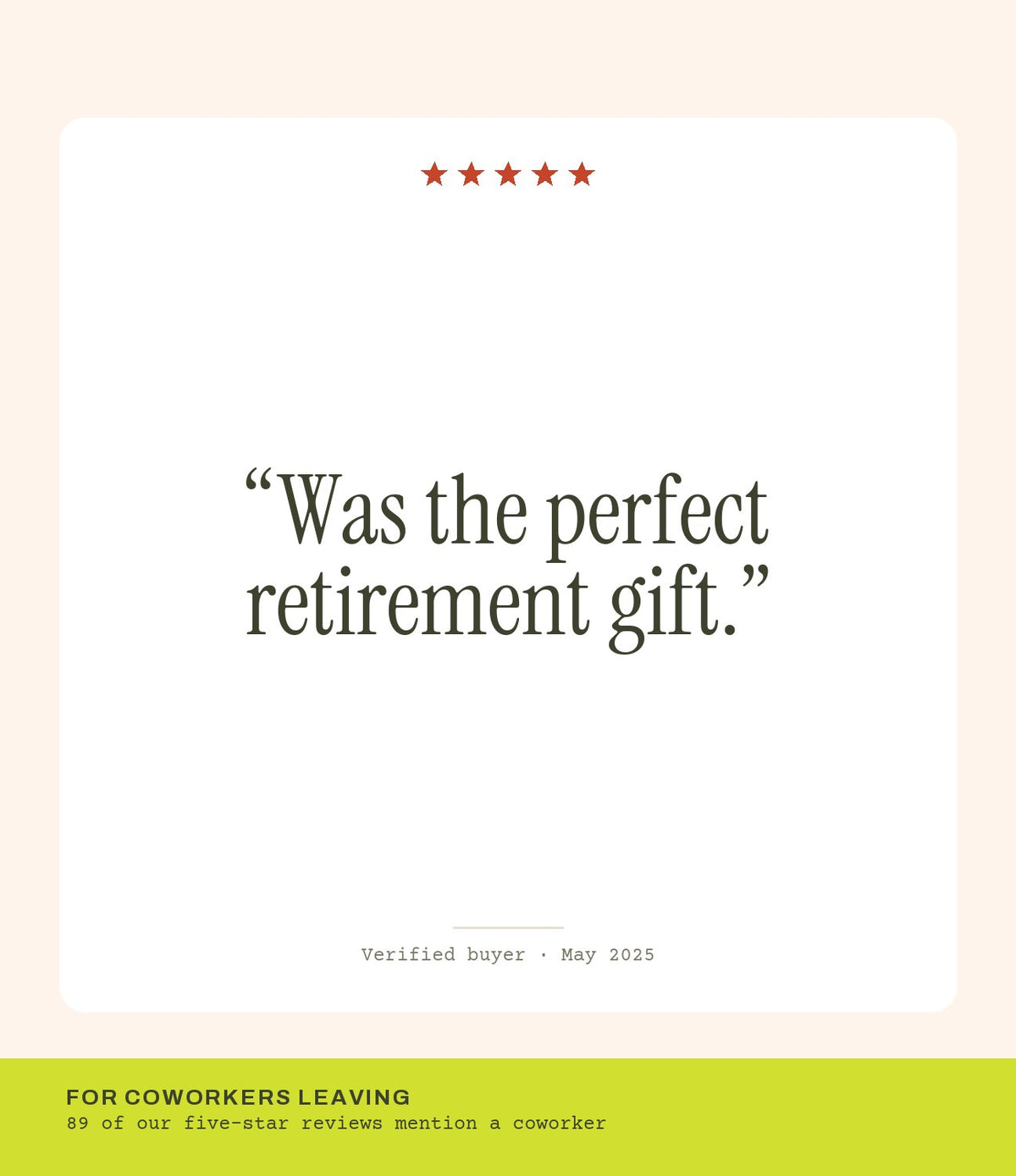 Verified buyer review: Was the perfect retirement gift.