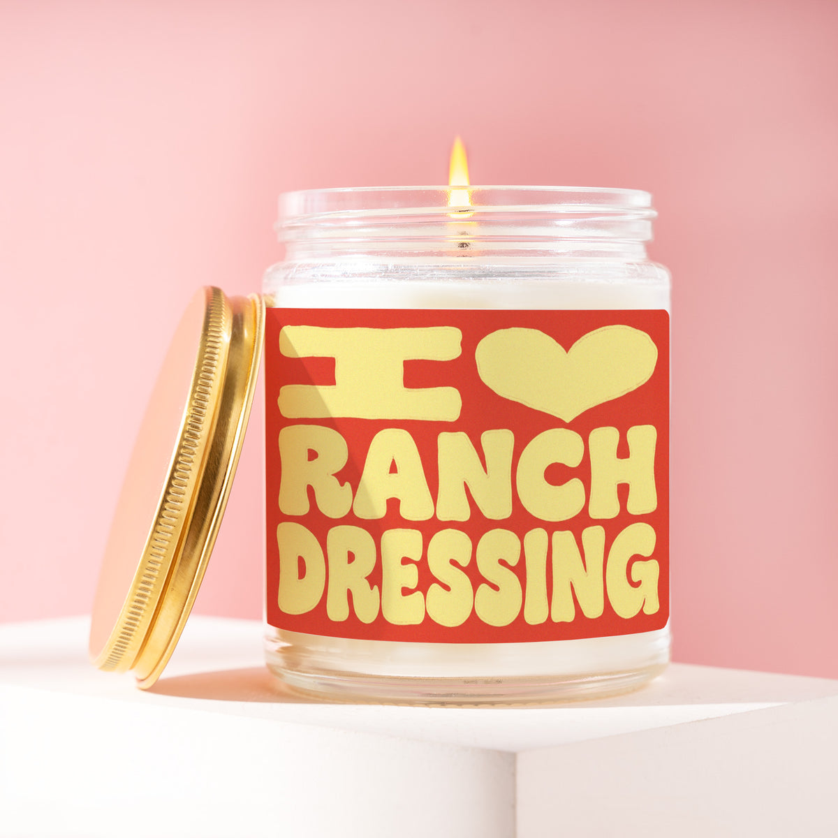 I Heart Ranch Dressing 9 oz soy candle with a brushed gold lid by James Wax