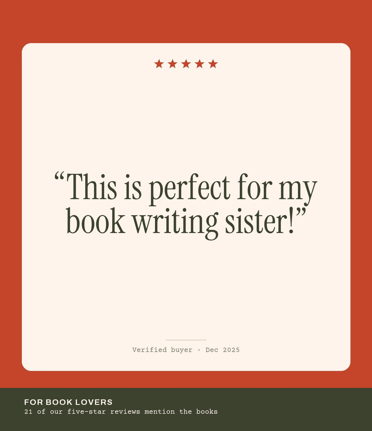 Verified buyer review: This is perfect for my book writing sister!