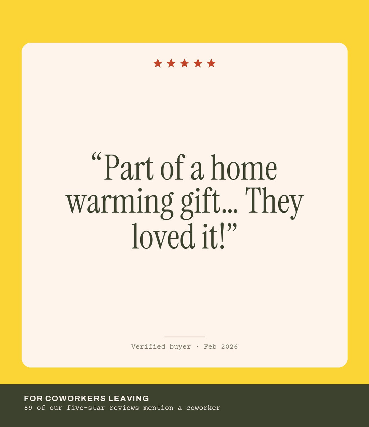 Verified buyer review: Part of a home warming gift… They loved it!